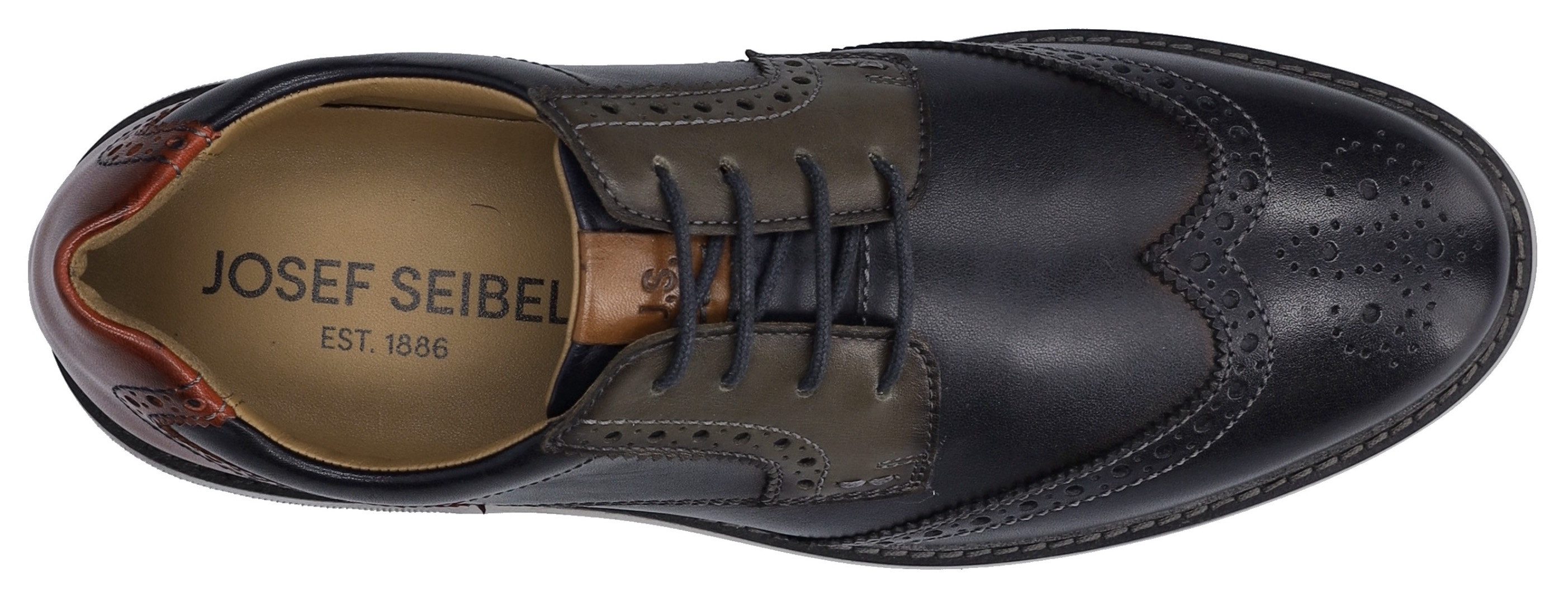 Josef Seibel Schoenen met perforatie Stuart 07 , brogue, businessschoen, anzugschuh met vleugelkappen