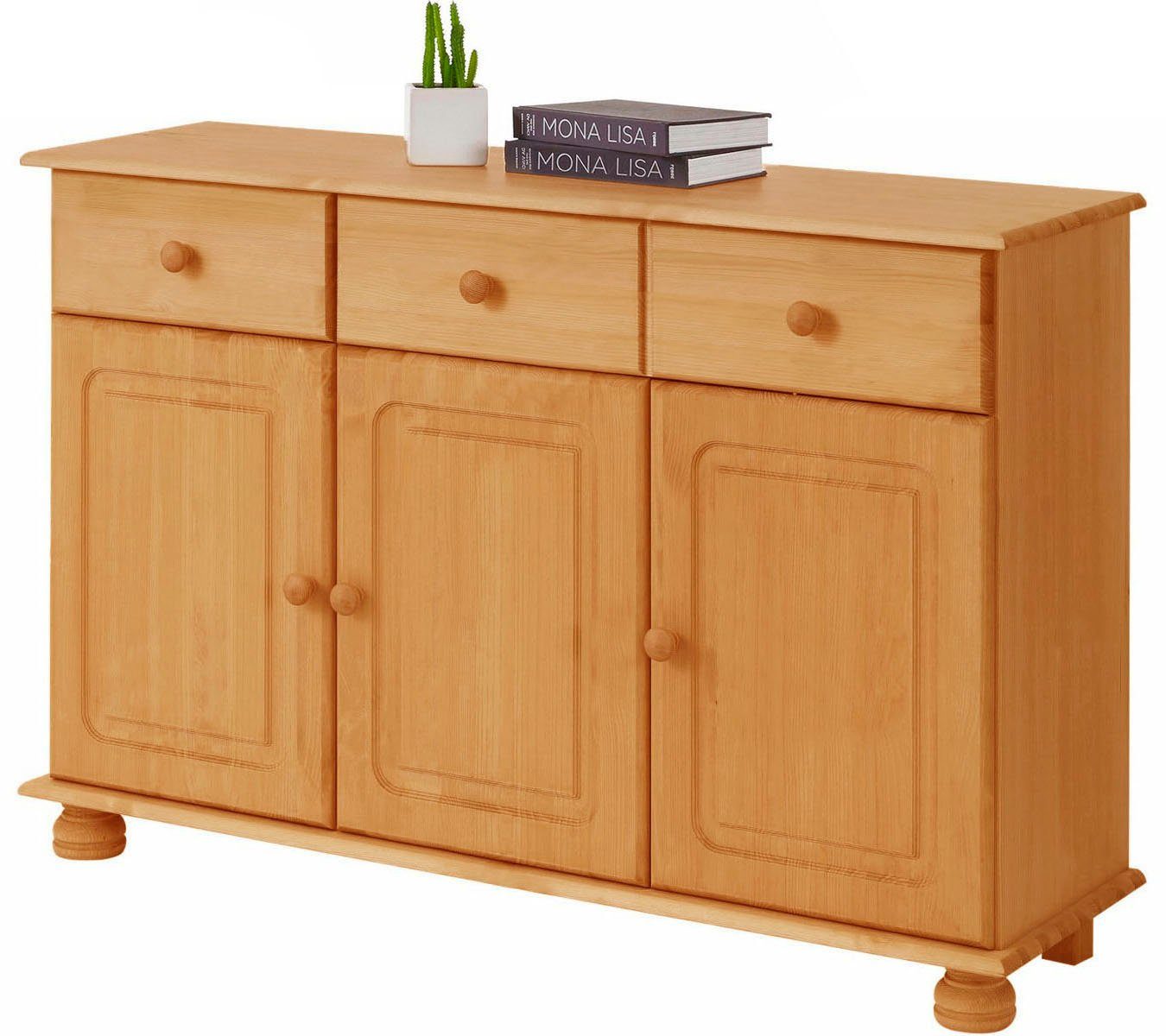 Home affaire Dressoir Mette Commode met gefreesde, bolvormige voeten, breedte 120 cm