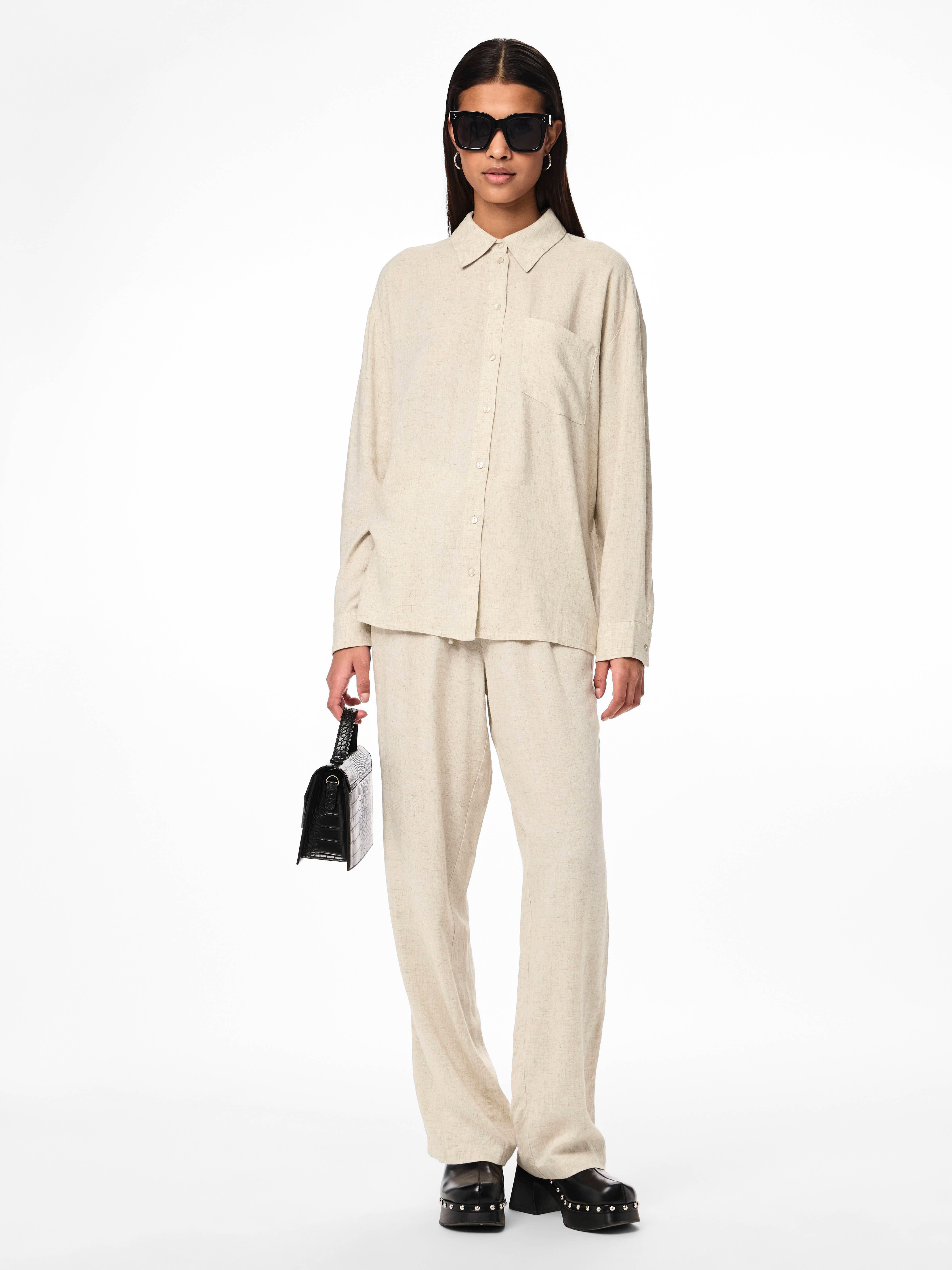 pieces Overhemdblouse PCPIA LS LOOSE SHIRT WVN NOOS