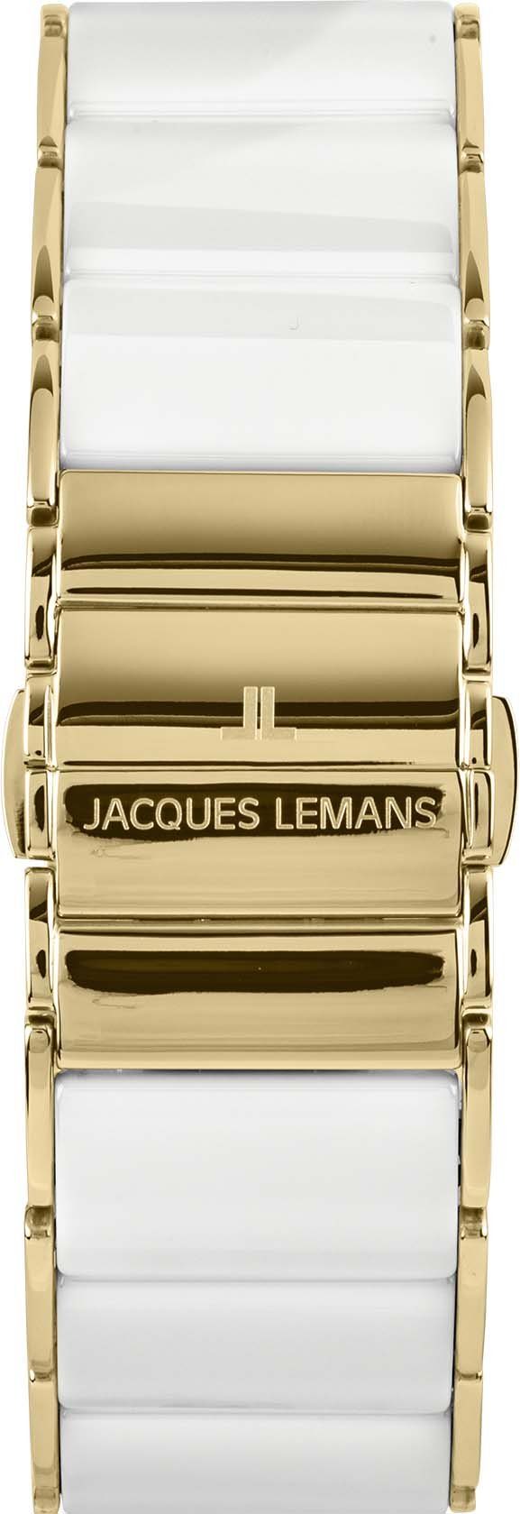 Jacques Lemans Keramisch horloge Dublin, 1-1940K Quartz horloge, armbanduhr, dameshorloge, parelmoer wijzerplaat, keramische band