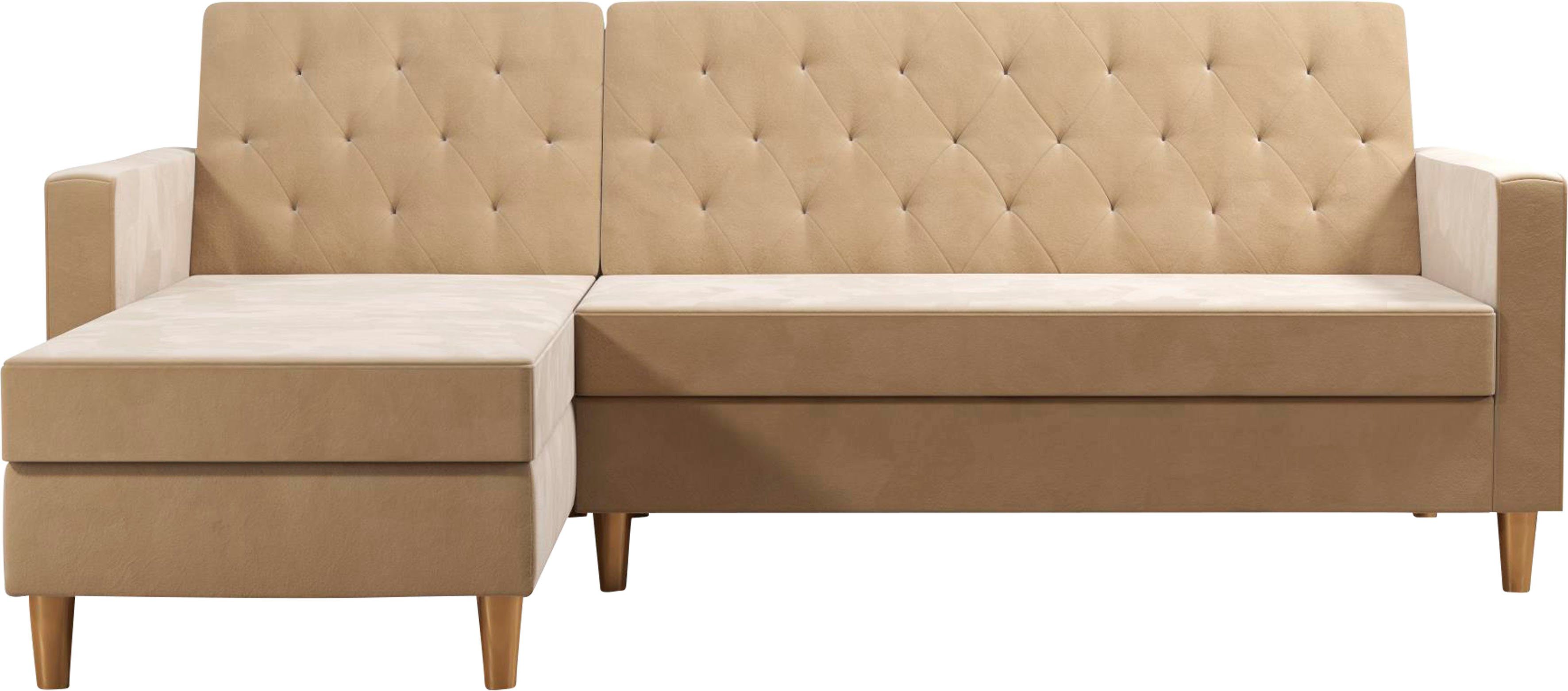 CosmoLiving by Cosmopolitan Hoekbank Liberty, L-vorm met slaapfunctie, récamier aan beide kanten te monteren, zithoogte 43 cm wit, hoekbanken, Breedte
