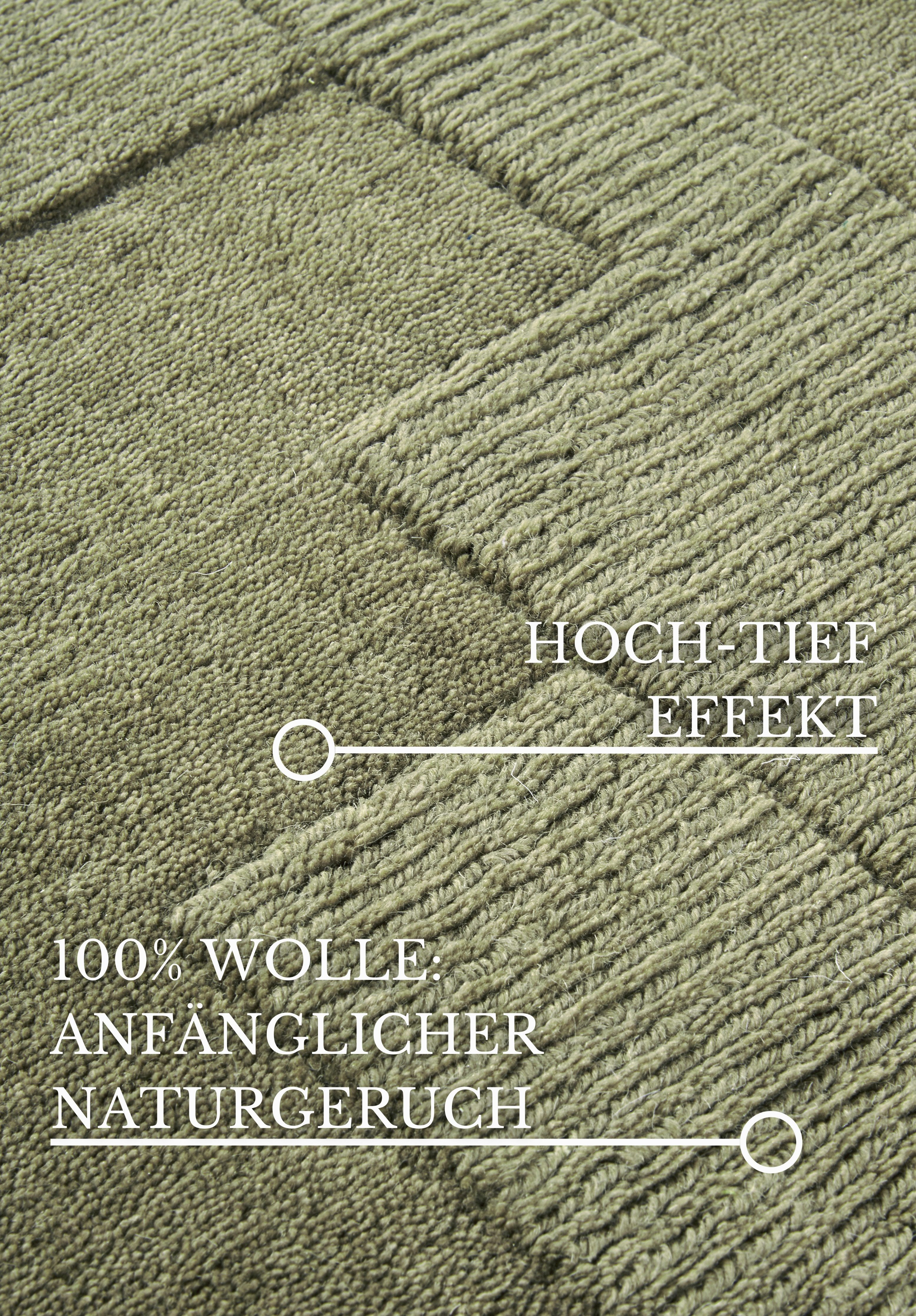 Villeroy & Boch Wollen kleed Wilhelmine Loper, handgeweven, wol, natuur, woonkamer, geometrie, boho