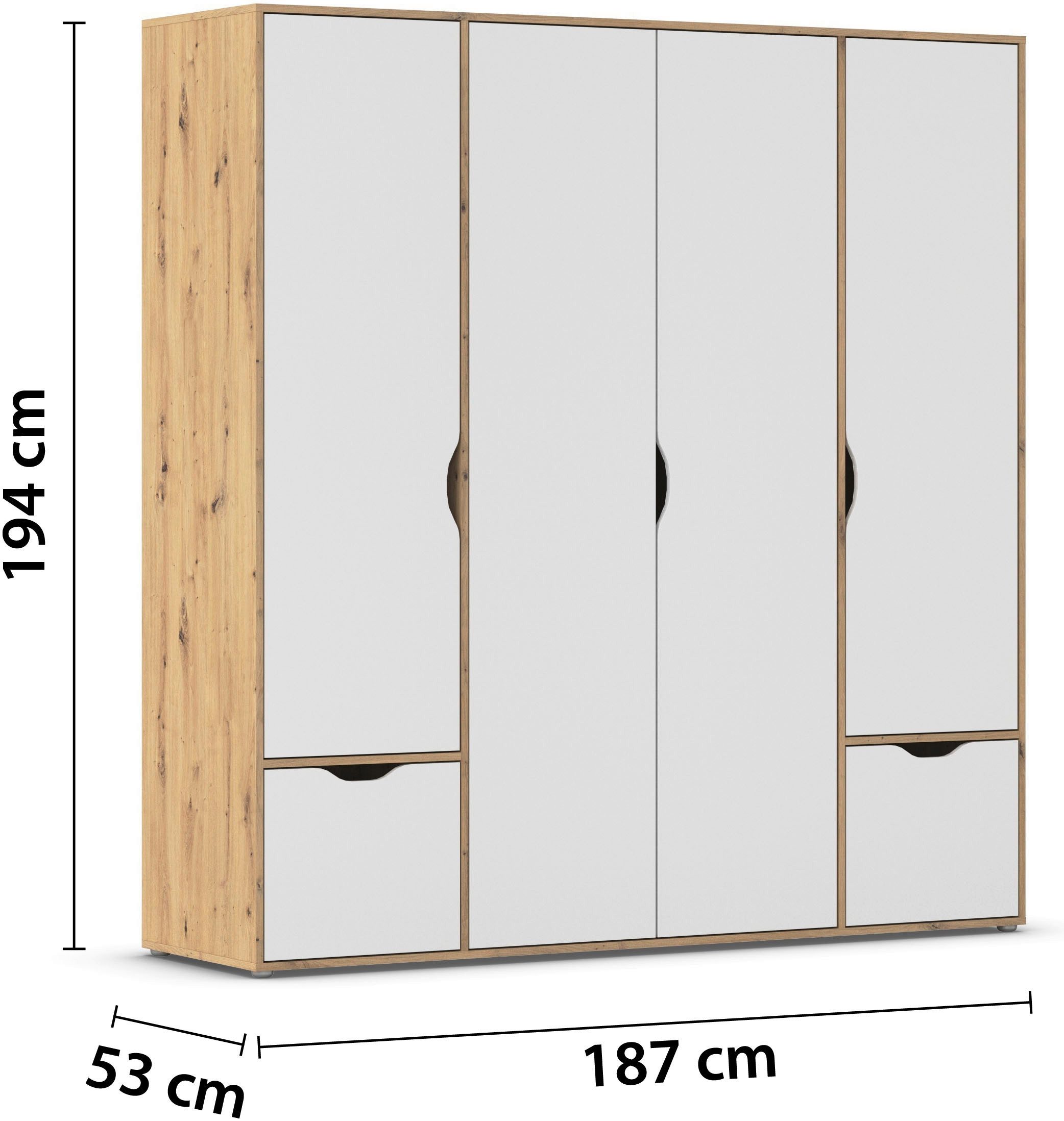 rauch Draaideurkast Kledingkast Kast Garderobe Wasmand NARAI met Laden Greefaansluitingen voor een greeploze look TOPSELLER MADE IN GERMANY
