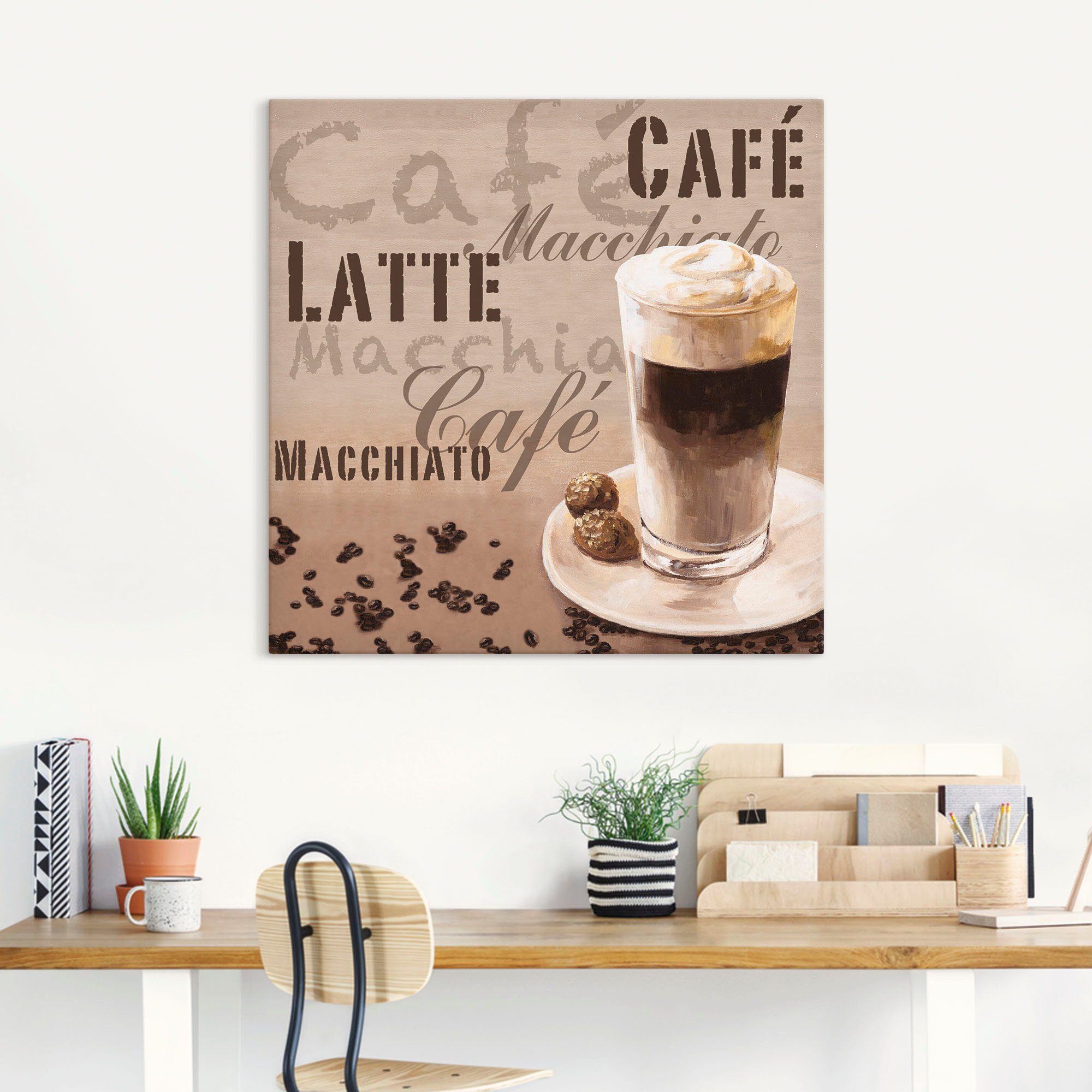 Artland Artprint Koffie - latte macchiato als artprint op linnen, muursticker in verschillende maten