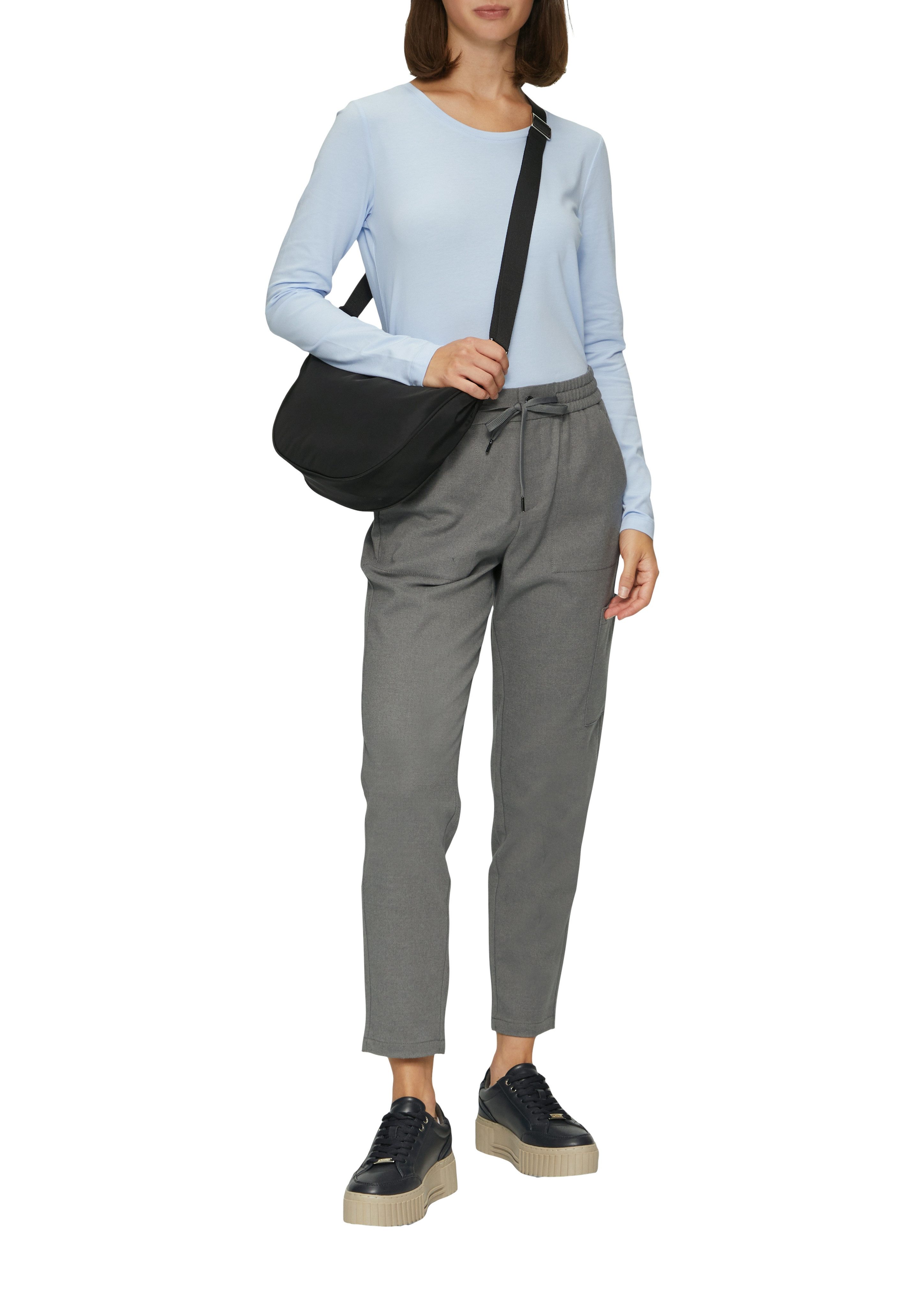 s.Oliver Stoffen broek met elastiek en bindstrik