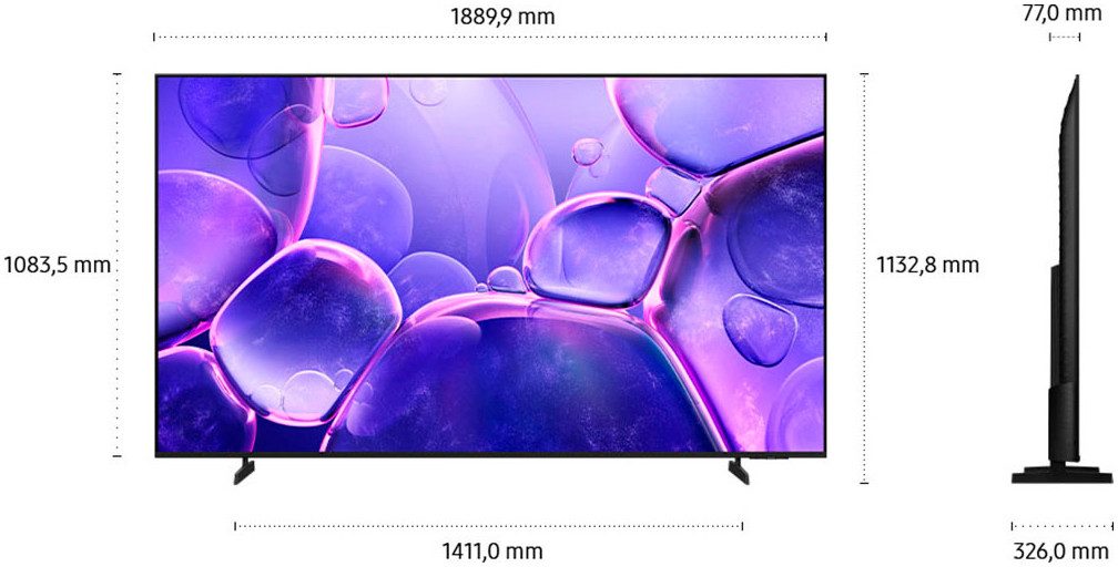 Samsung Led-TV GU85U8079FU LED-televisie, Crystal UHD, Q-Symphony, Dolby Surround Sound, triple tuner, Smart-Hub