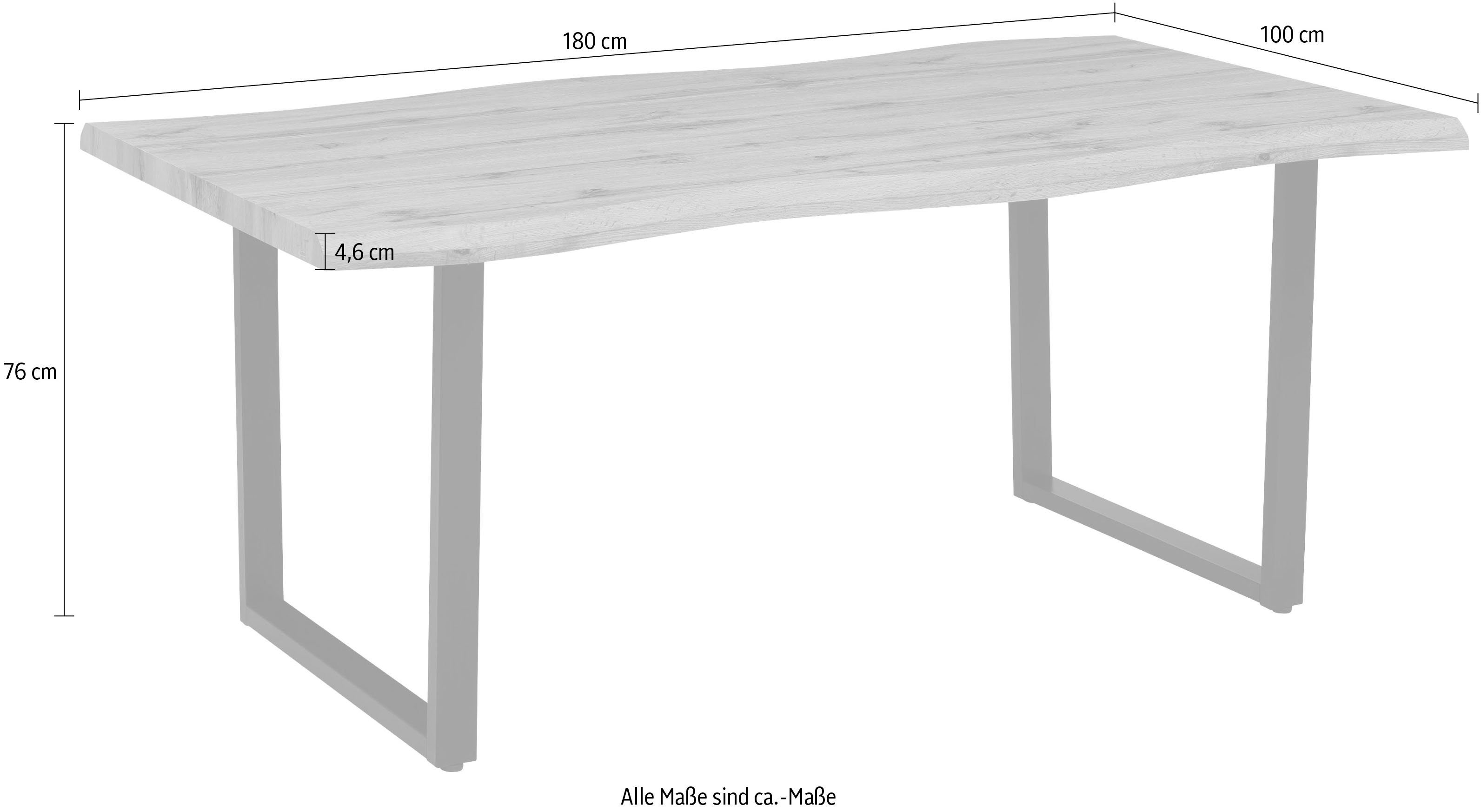 HELA Eettafel GISELLE boomkanttafel, keukentafel, TOPSELLER! OTTOs Choice Sledeframe metaal, industrieel design, 140 - 200 cm breedte, 2 kleuren