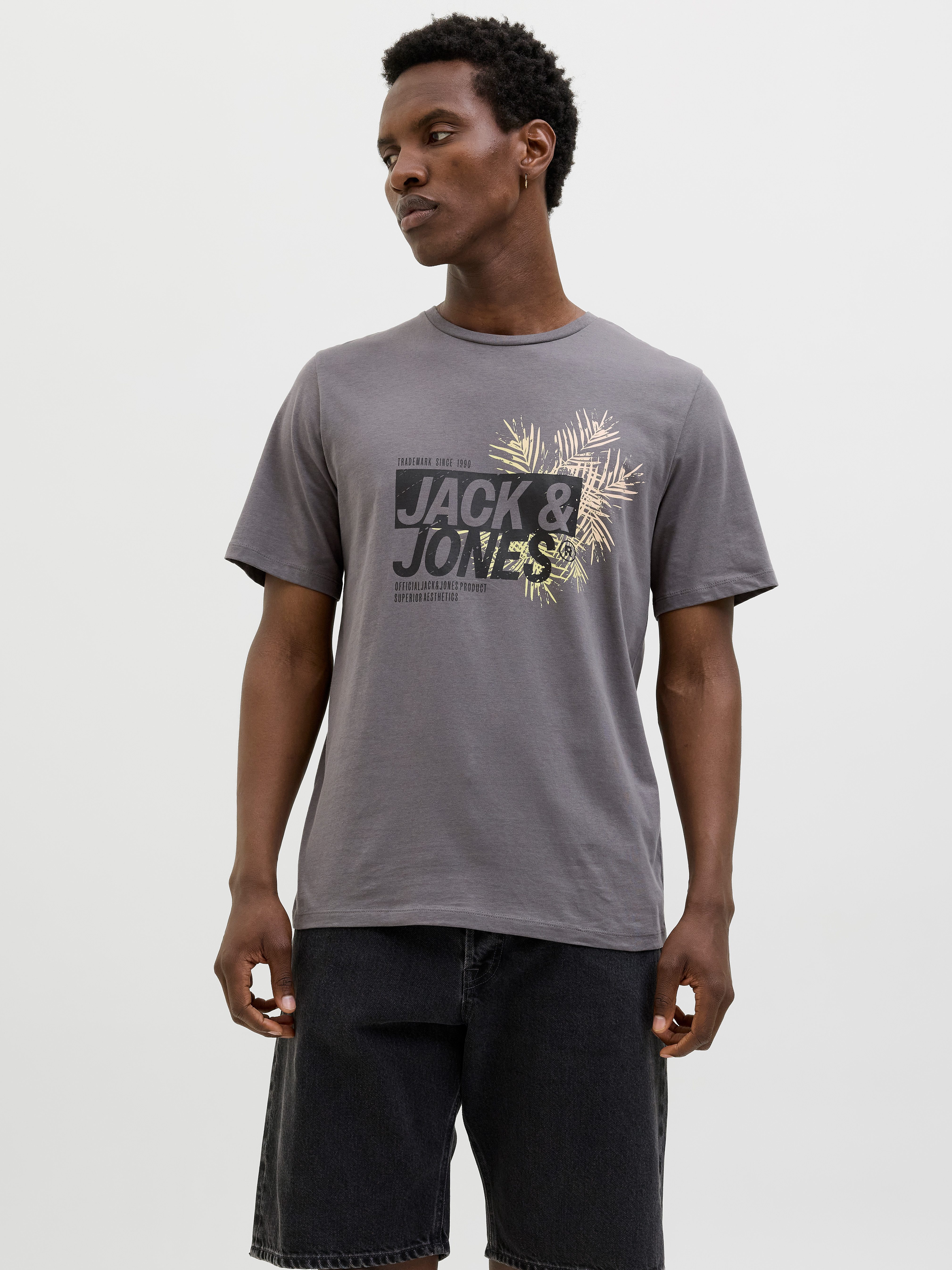 Jack & Jones Shirt met print JJJAXON TEE SS CREW NECK