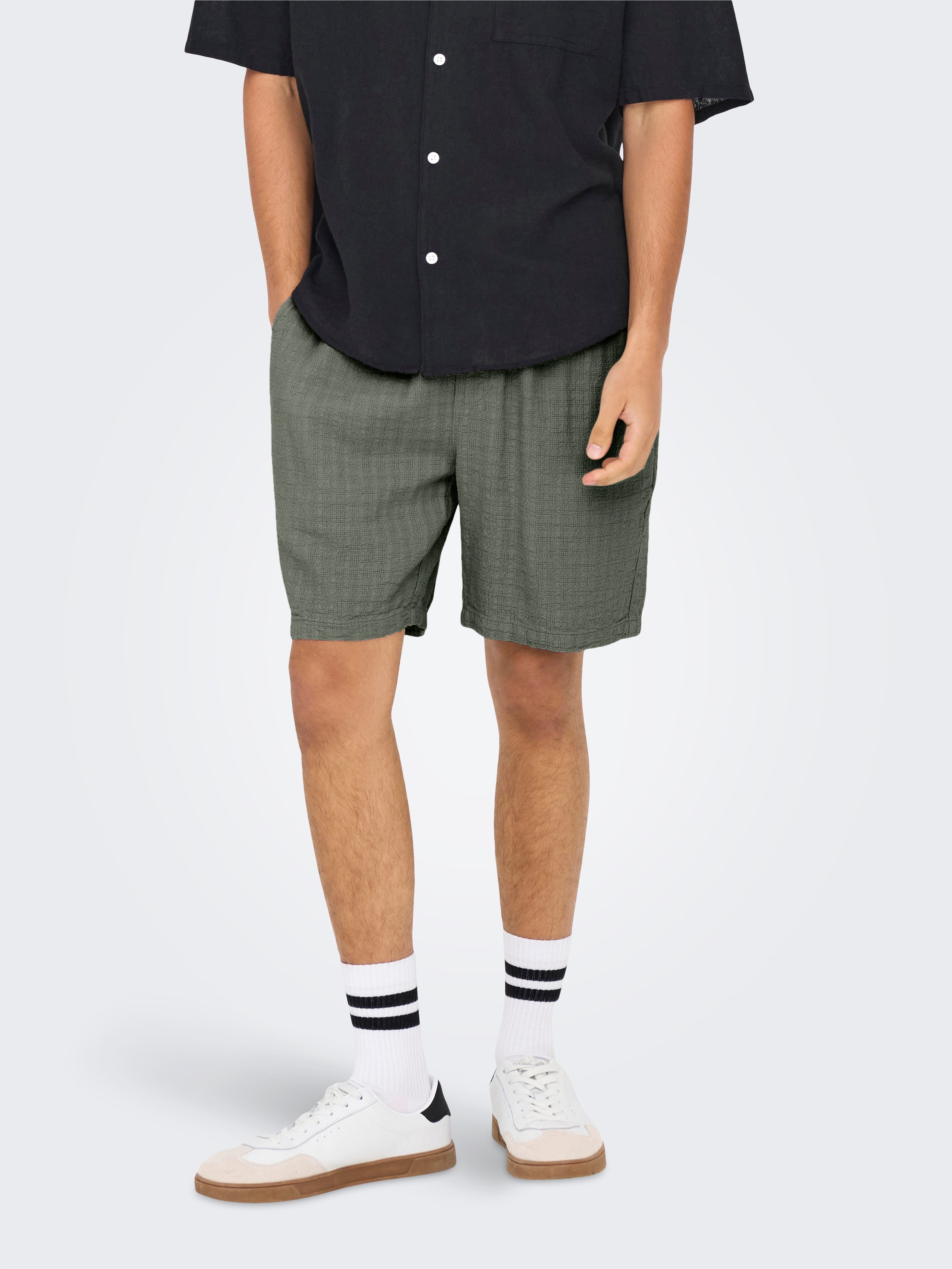 ONLY & SONS Short ONSTEL LINEN LATHAM 0257 SHORTS heren bermuda broeken maat XXL groen