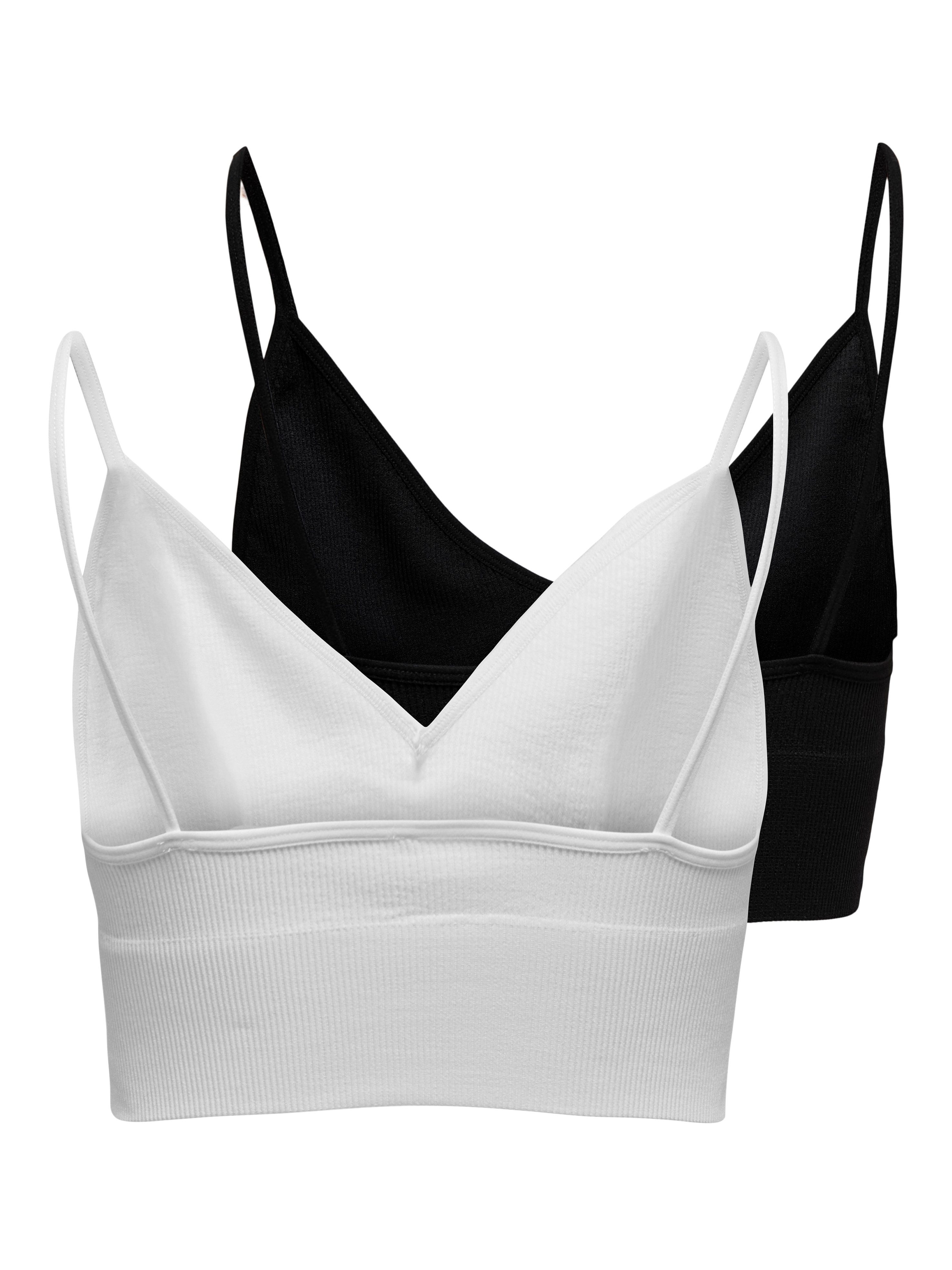 Only Bustier ONLVICKY RIB S-LESS V-NECK 2-PACK TOP (2-delig, Set van 2)