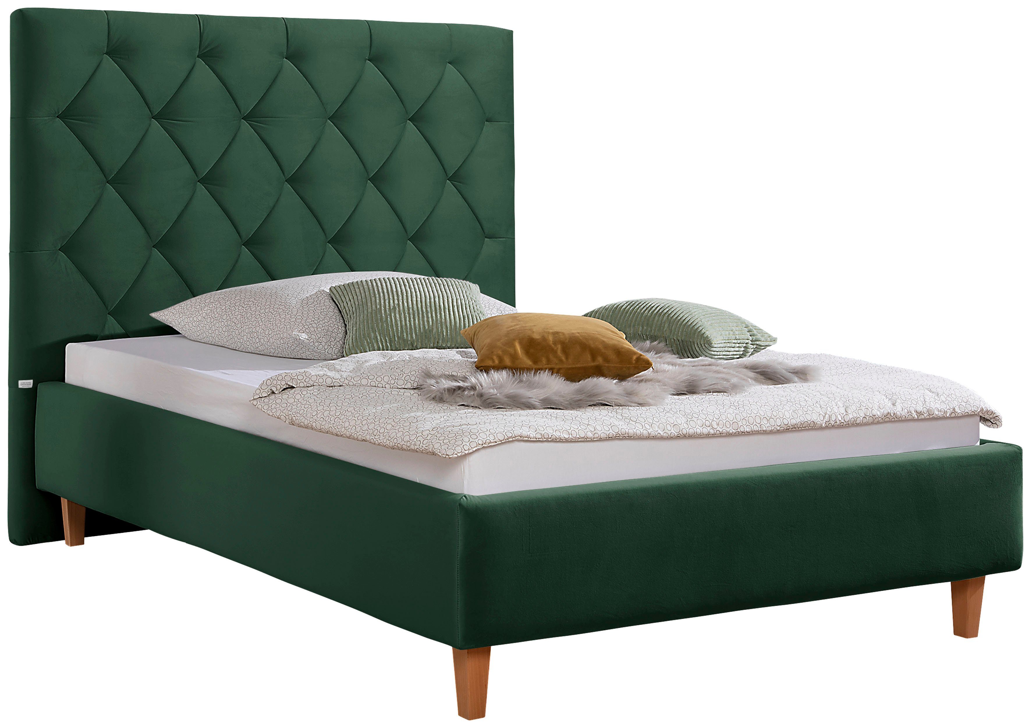 Home affaire Gestoffeerd bed Sunley 140 Kruisstiksel, hoofdbordhoogte 142 cm, zonder of met matras/lattenbodem