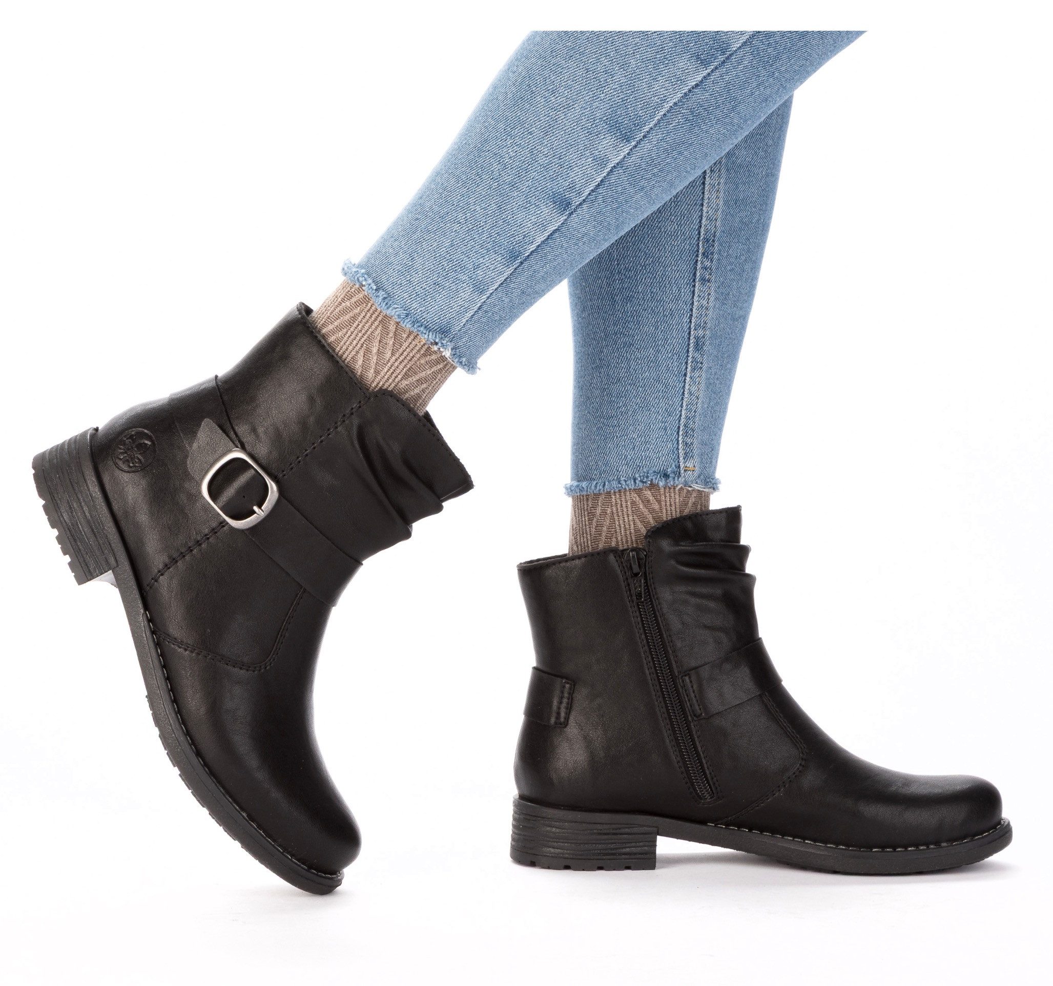 Rieker Laarsjes Boots, blokhak, met ritssluiting aan de binnenkant