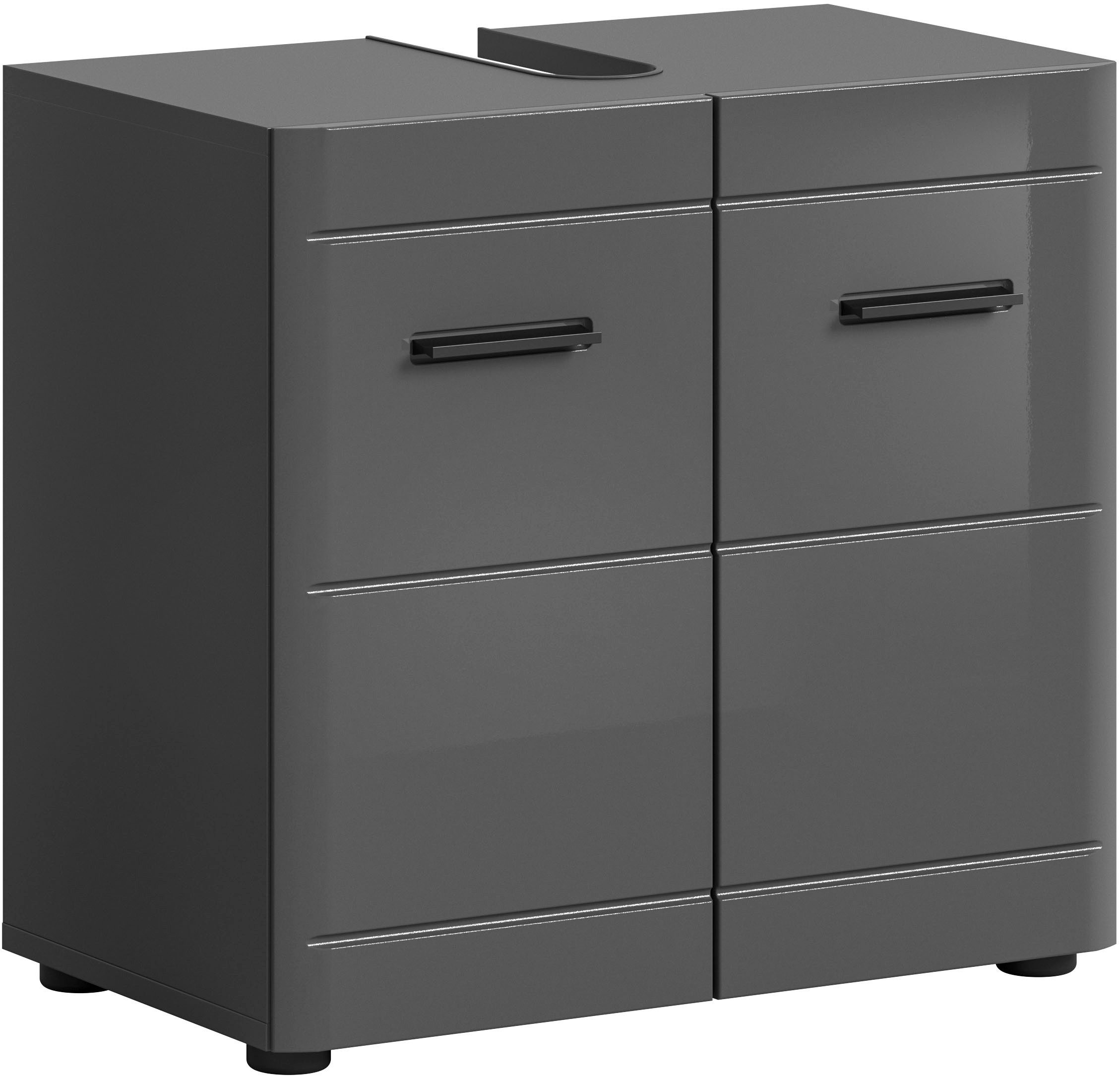 welltime Wastafelonderkast Doux, breedte 60 cm, 2 deuren, 1 plank, verdeelde achterwand onderkasten grijs