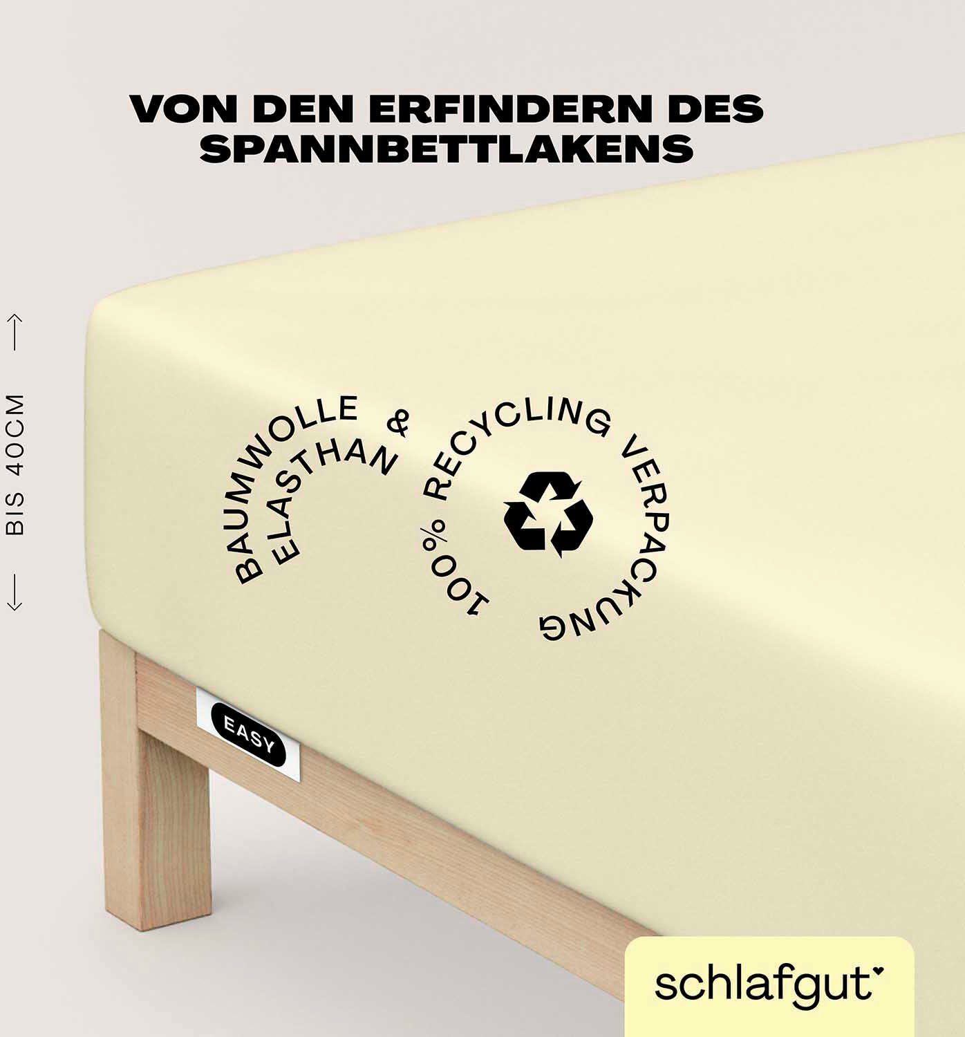 Schlafgut Hoeslaken EASY jersey elastaan boxspring (1 stuk) hoeslakens maat 90-100 cm x 200-220 cm geel
