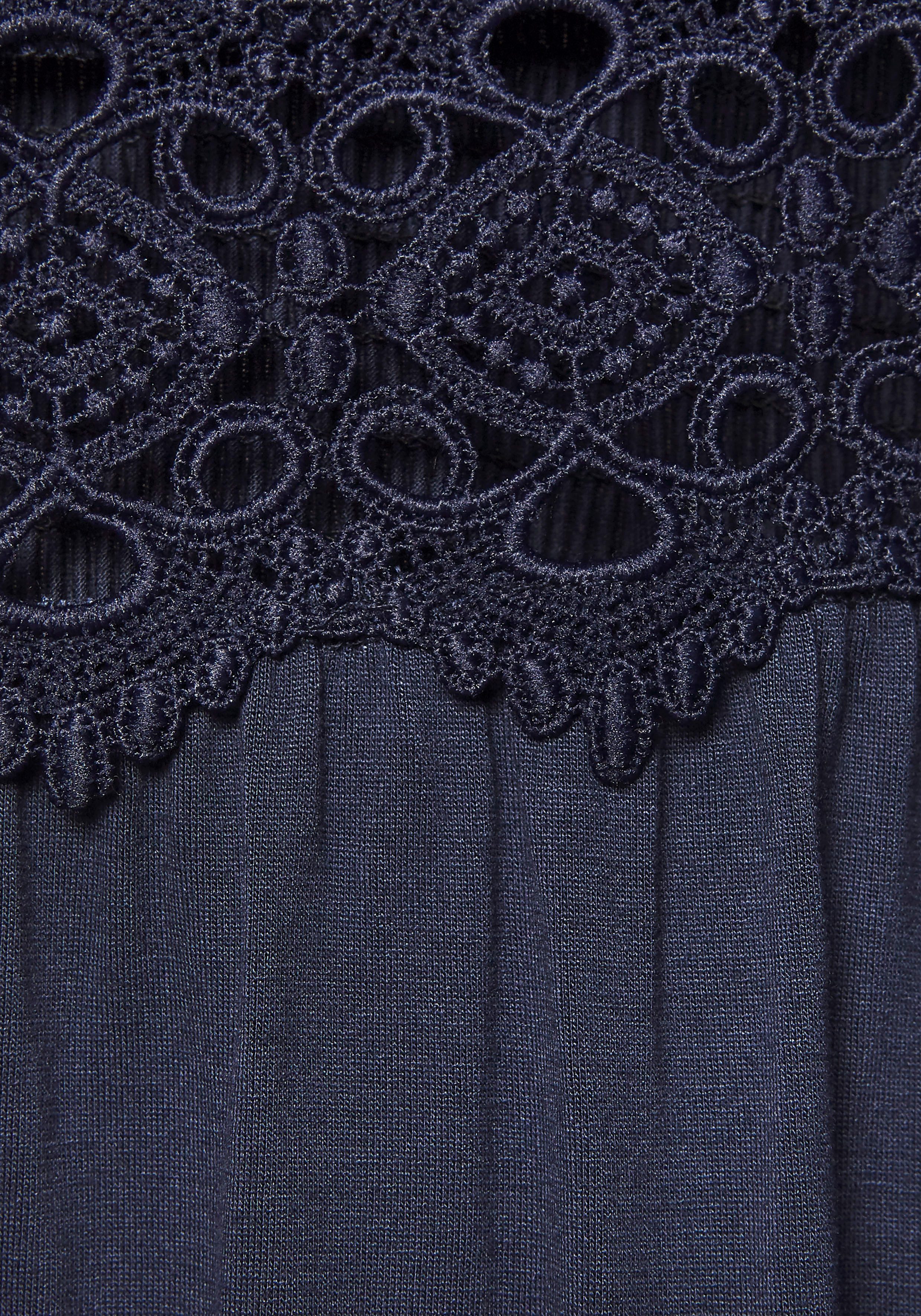Vivance Zomerjurk met haakwerk inzet in de taille, elegante zomerjurk van jersey
