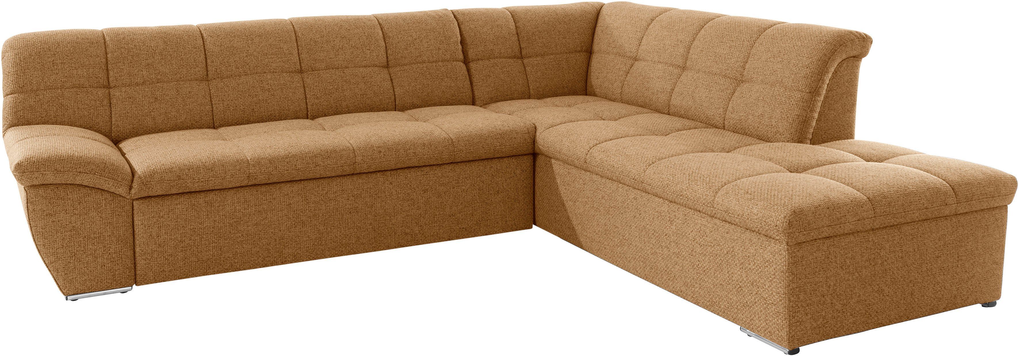 DOMO collection Hoekbank Lagoa, moderne zittingstikking, comfortabel en comfortabel, L-Vorm naar keuze met slaapfunctie, vrij plaatsbaar, grote veelvoud aan kleuren