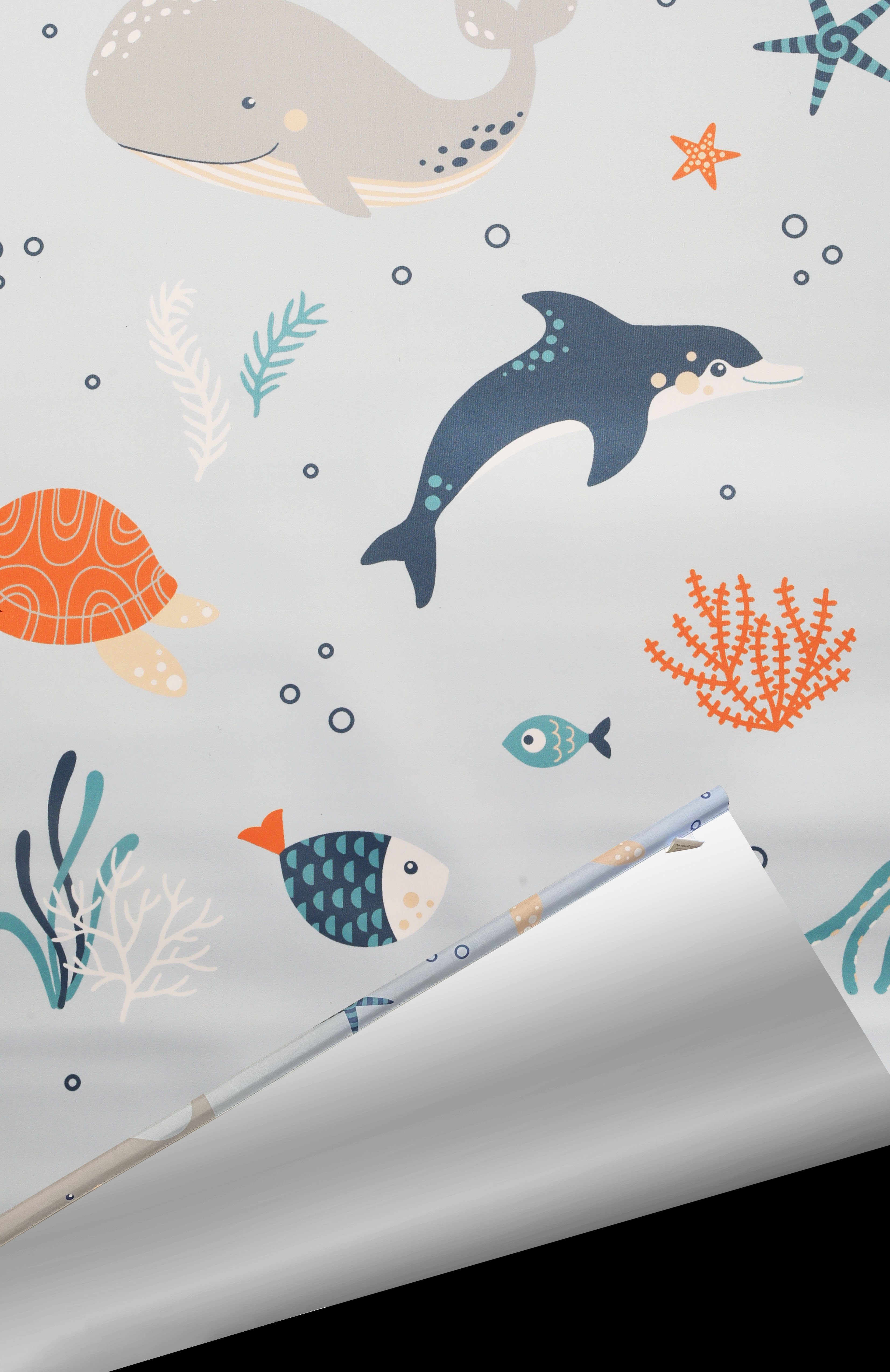 Lüttenhütt Verduisterend rolgordijn Ocean Standaardmaat, Klemmfix, zee, dieren, kindergordijn (1 stuk)