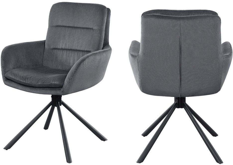 SalesFever Eetkamerstoel Pizzo armstoel Eetkamerstoel met cordstof, 360° draaifunctie (1 stuk)