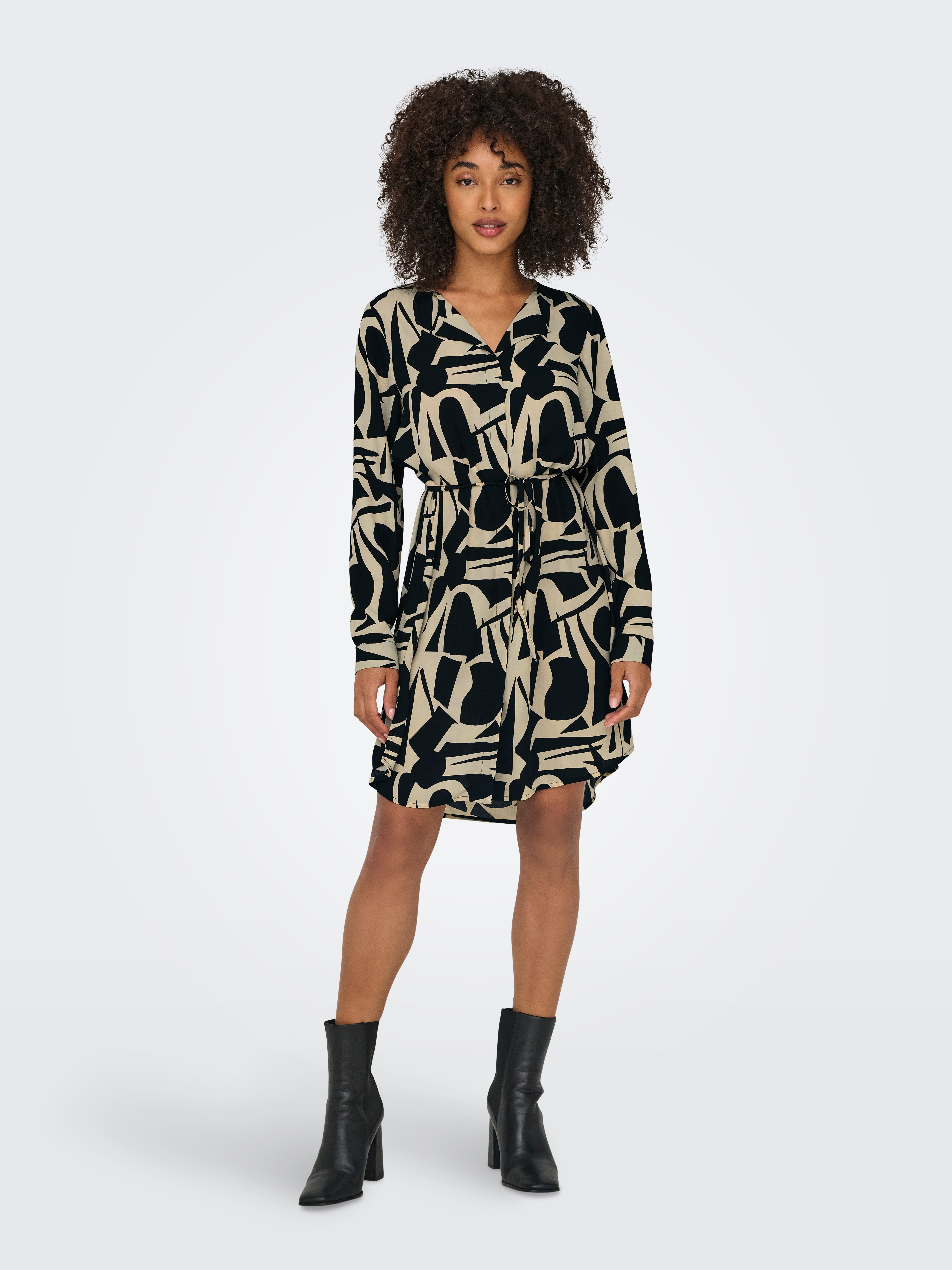 ONLY blousejurk ONLTIANA met all over print zwart crème