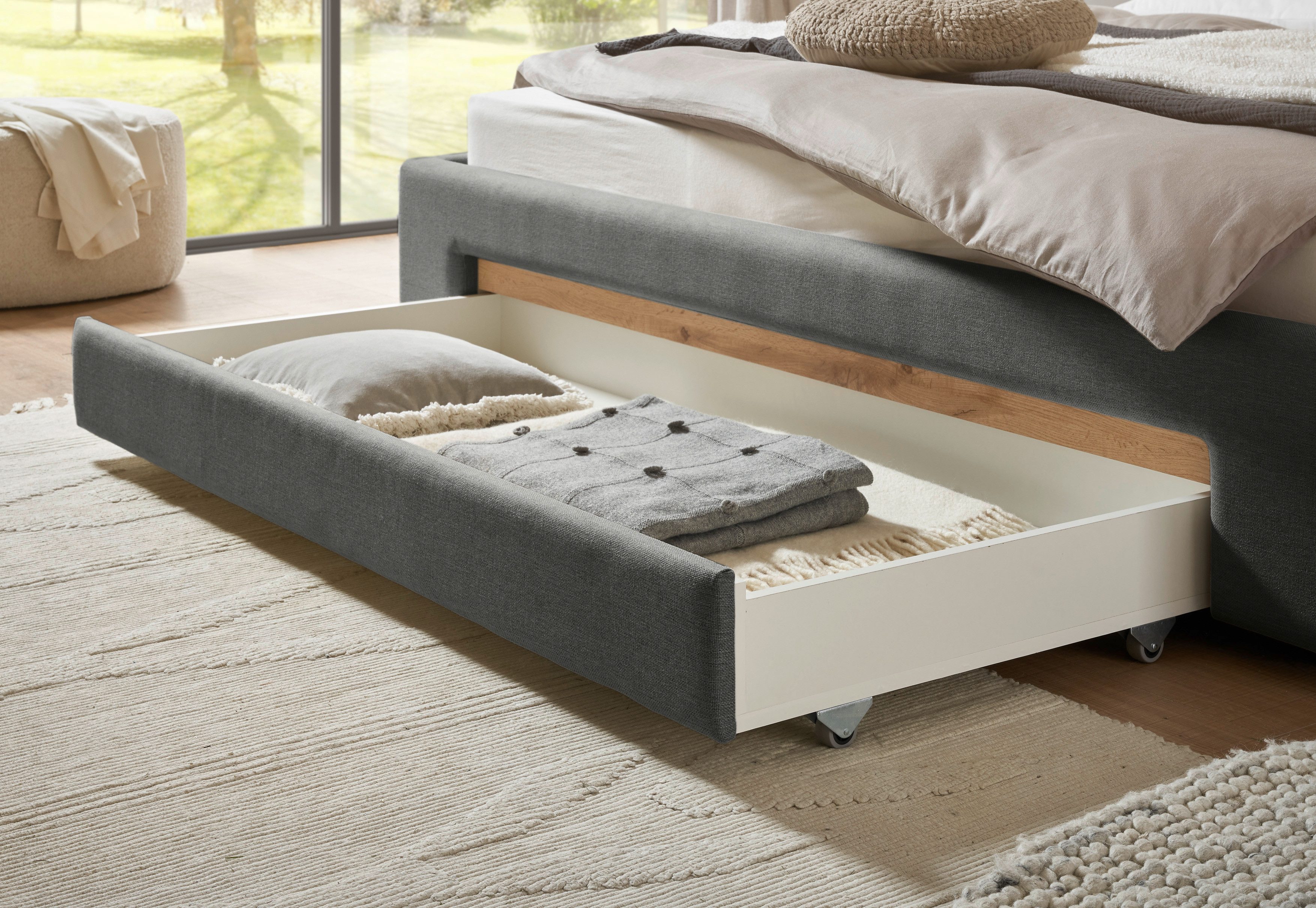 INOSIGN Gestoffeerd bed CiTY/GiRON,, gepolsterd opbergbed, met LED-verlichting Bedkisten met hondenbed of als opbergruimte, opklapbare hoofdeinden