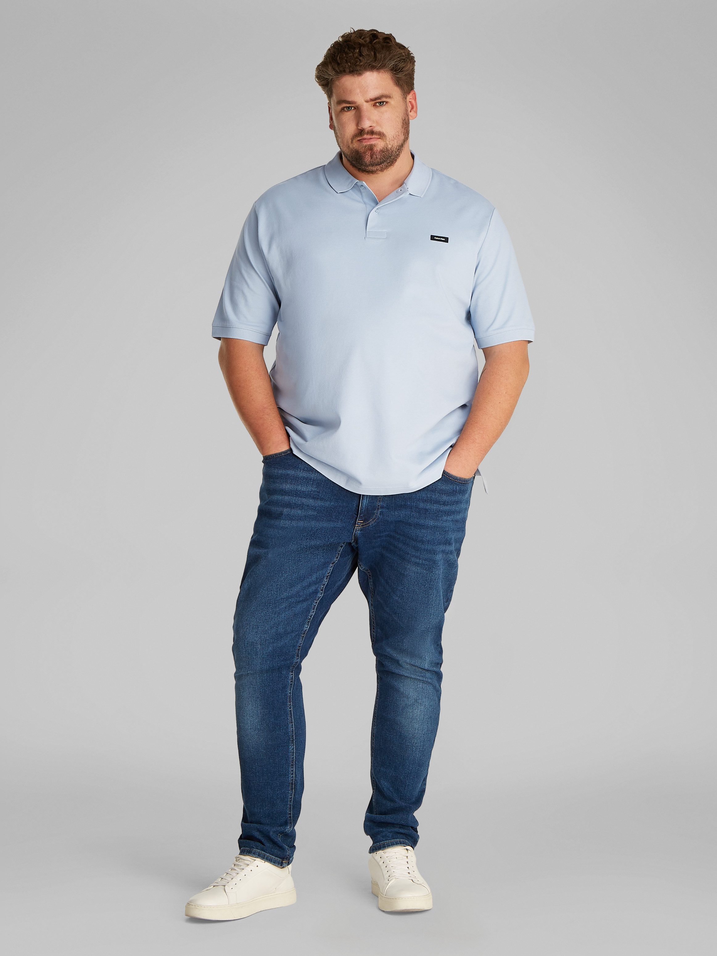 Calvin Klein Poloshirt BT_STRETCH PIQUE SLIM POLO in grote maten met polo-kraag