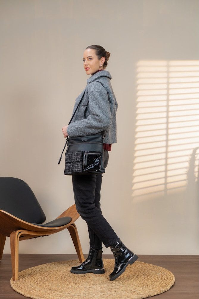 Remonte Veterlaarsjes , blokhak, veterschoenen in krokodillenlook, binnenrits