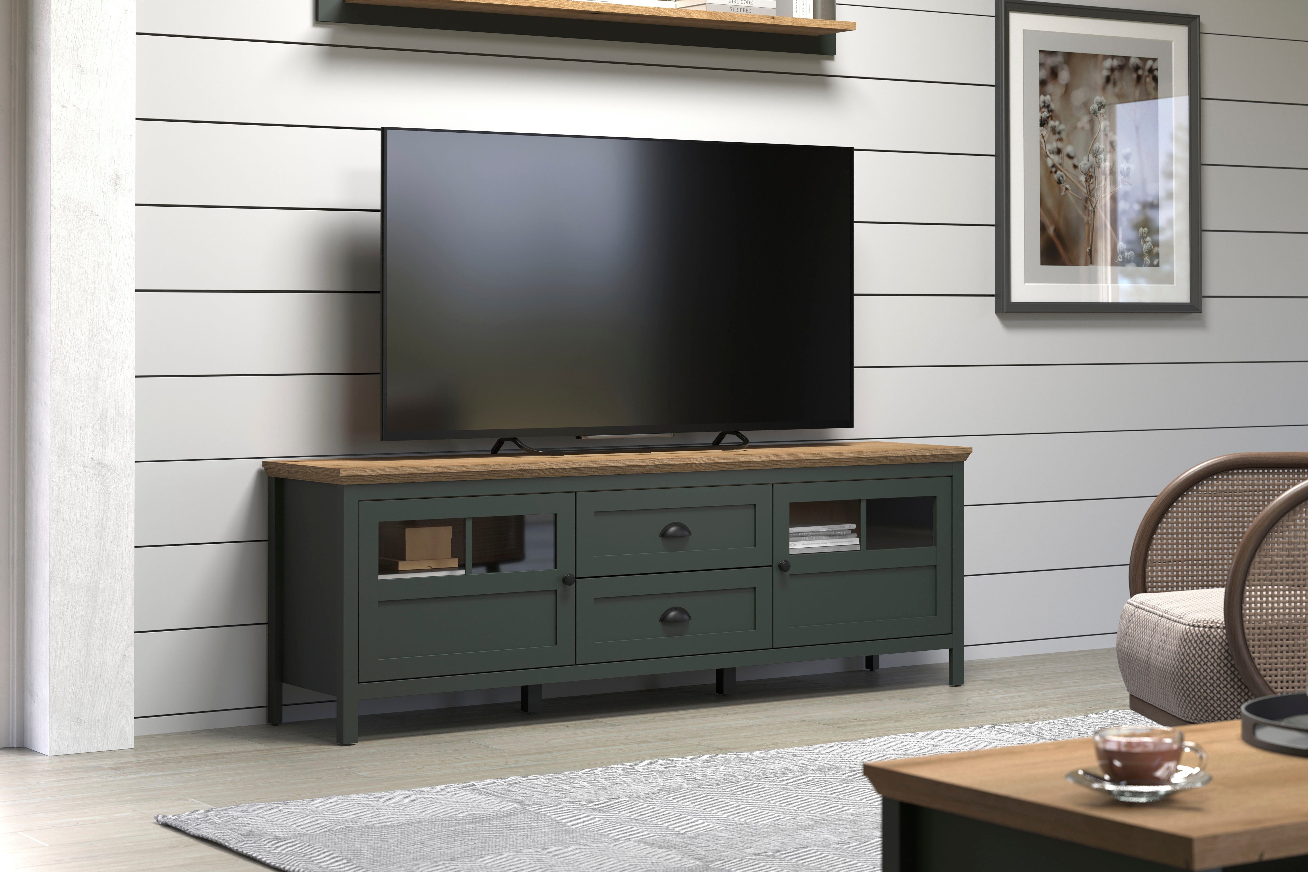 Home affaire Tv-meubel Vienna Lowboard met verlichting en volledig uittrekbare lade - B/D/H 184/45/64 cm (1 stuk)