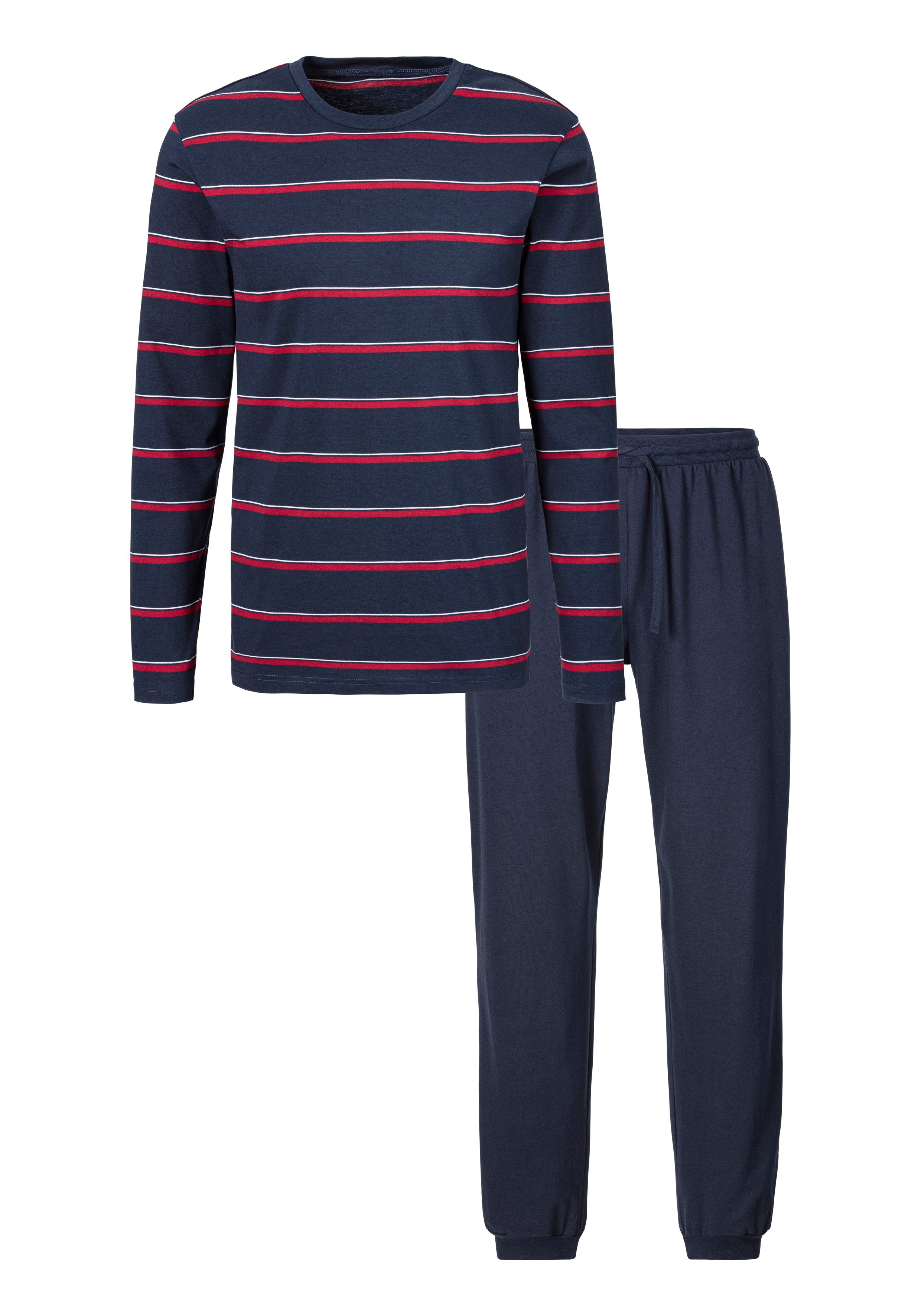 H.I.S Pyjama Pyjama met garenverfde strepen (2-delig, 1 stuk)