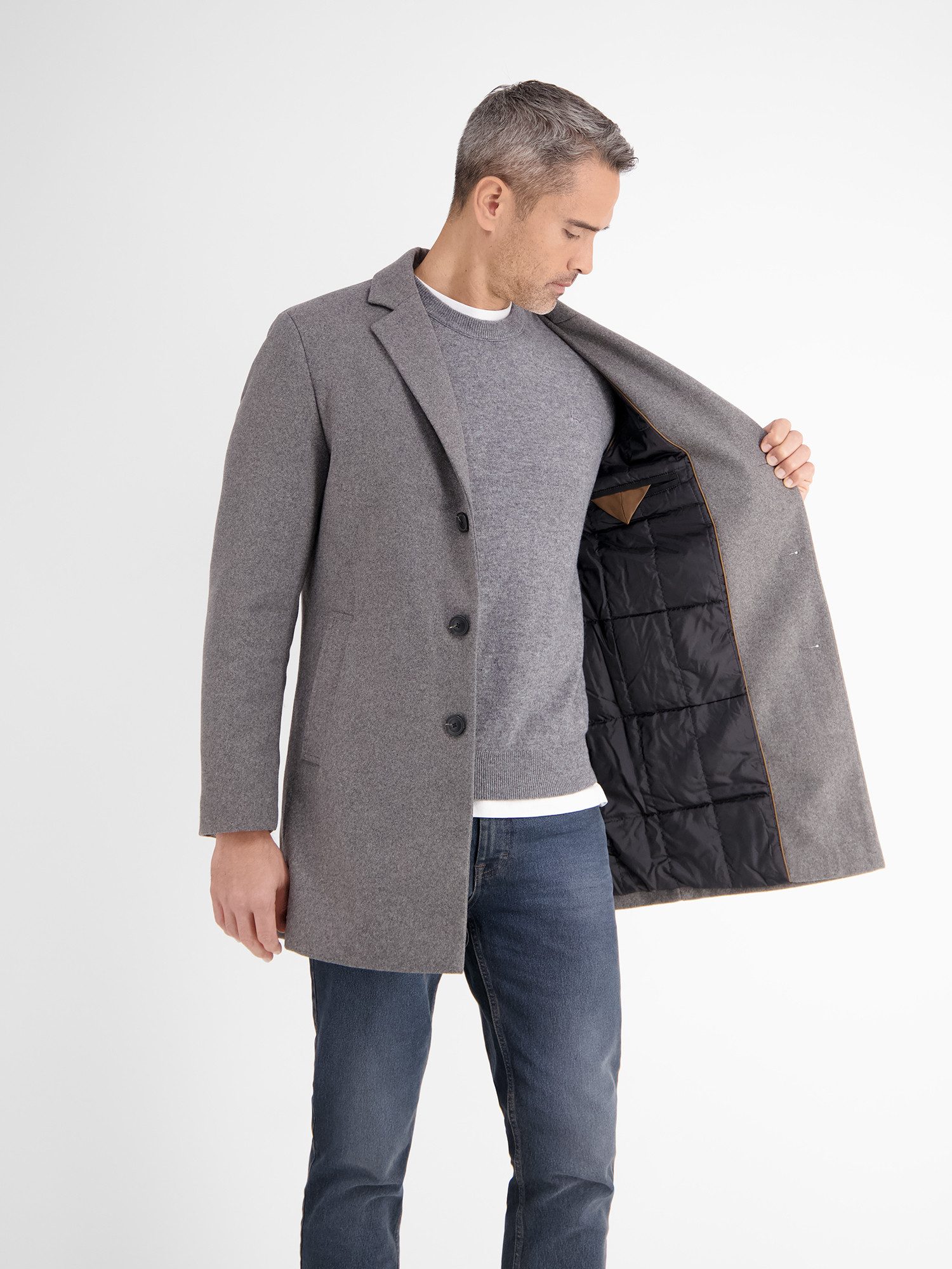 Lerros Lang jack LERROS elegante jas met reverskraag en wolpercentage