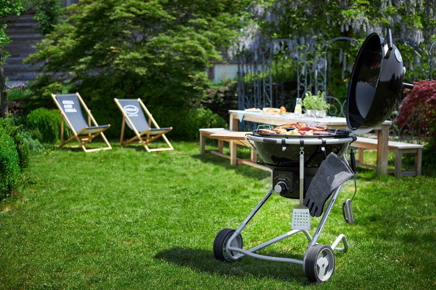 ROESLE Barbecuebestekhaak No.1, 25024, roestvrij staal 18/10 voor rösle kogelgrill no.1 f50/f60/f50 air/f60 air/g60, siliconen (5 stuks)
