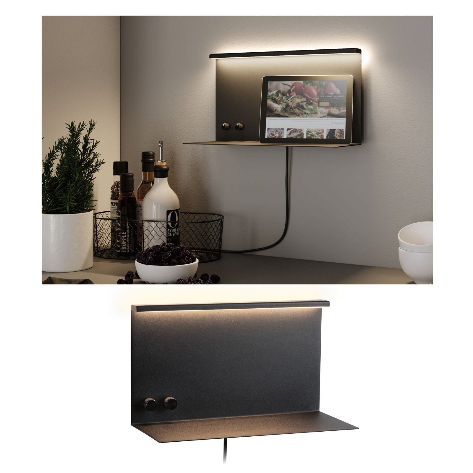 Paulmann Led-wandlamp Jarina 4,5W/1,6W USBC 230V 3000K Metaal wandlampen zwart