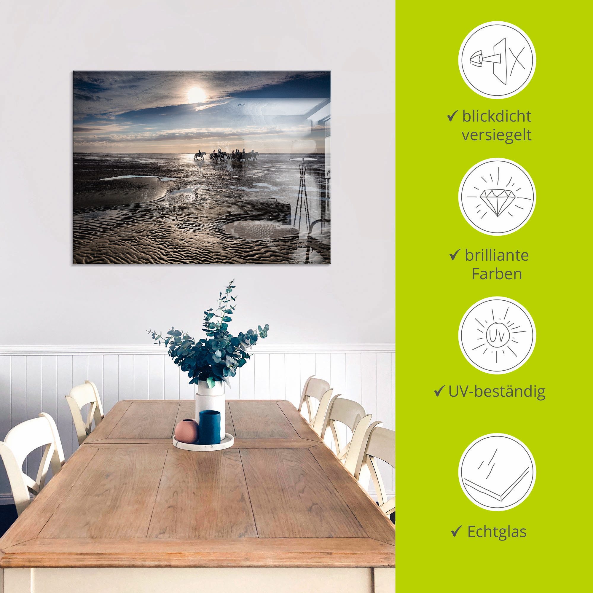 Artland Print op glas Vrijheid aan de zee in verschillende maten