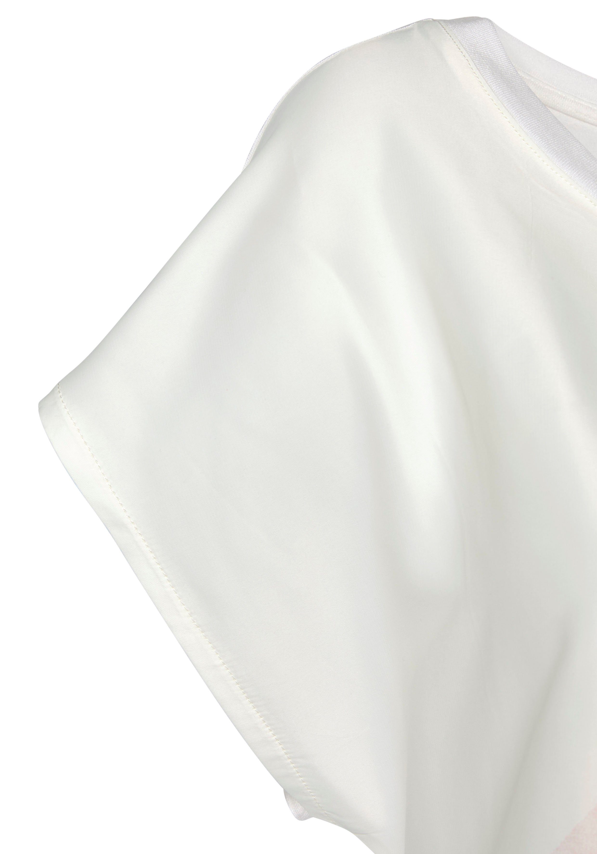 Lascana Shirt met korte mouwen met frontprint, losse t-shirt met voorkant van satijn
