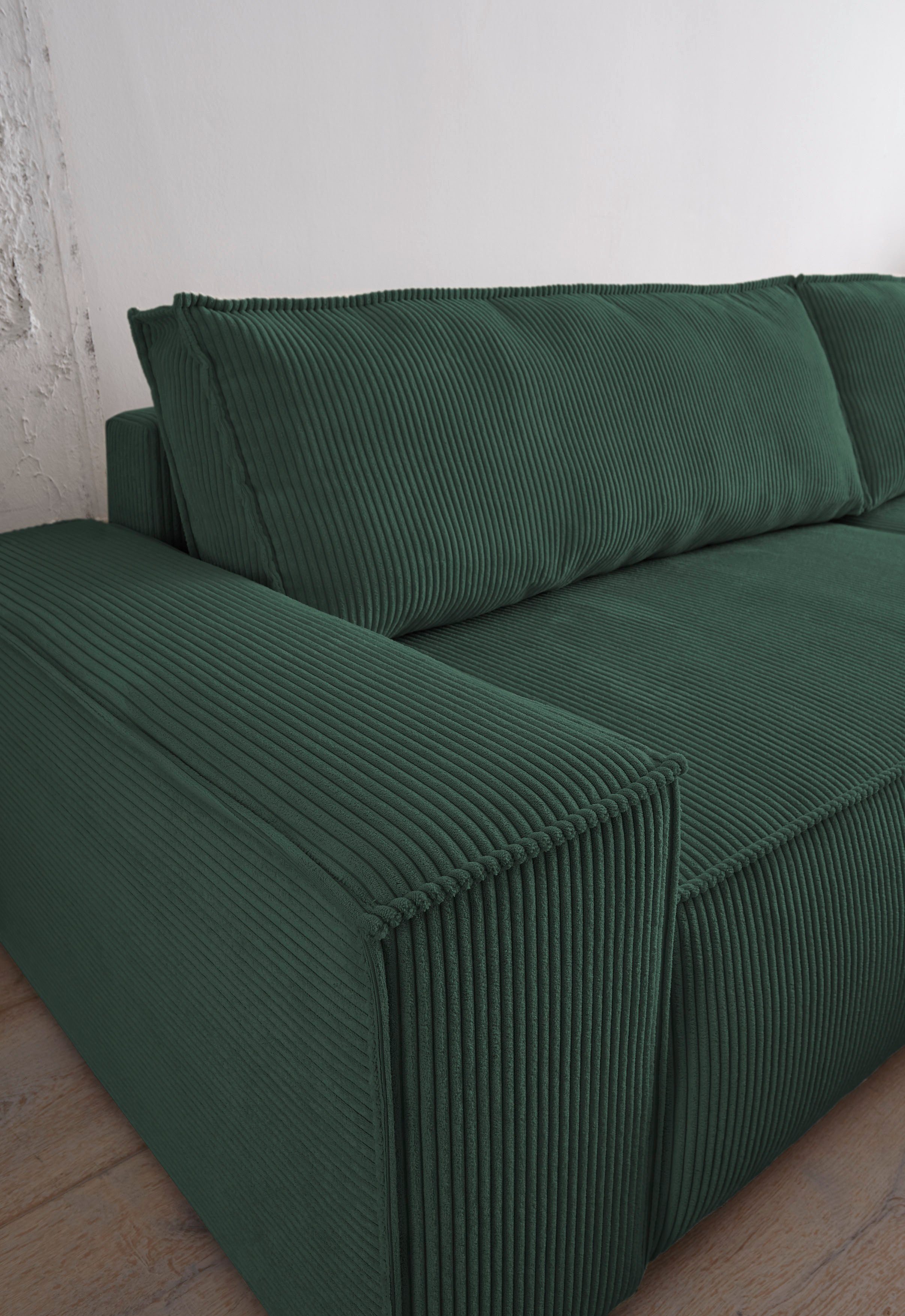 Home affaire 3-zitsbank SHERWOOD slaapbank (257 cm) ribfluweel, velours, vintage lederlook
