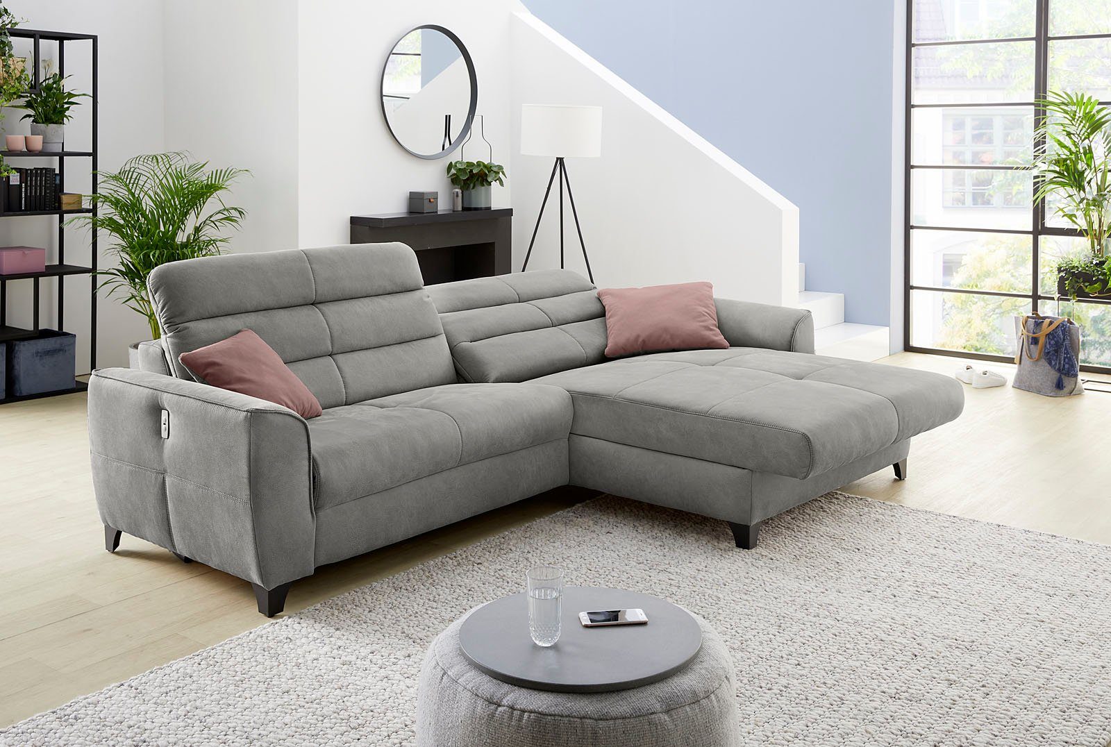 Jockenhöfer Gruppe Hoekbank Double One L-vorm met 2 x 120 cm brede, elektrisch verstelbare relaxfuncties