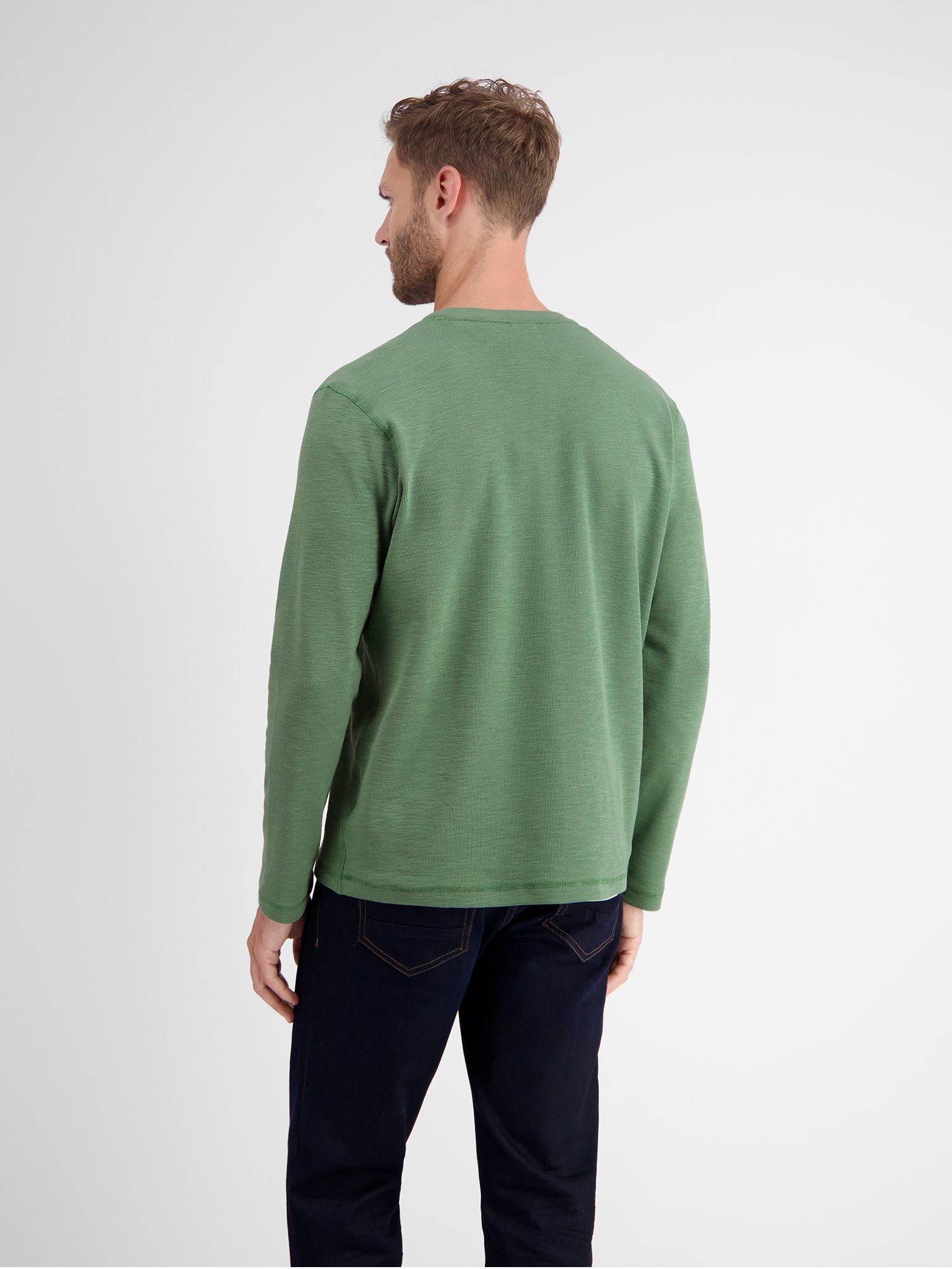 Lerros Shirt met lange mouwen LERROS serafino in structuurkwaliteit