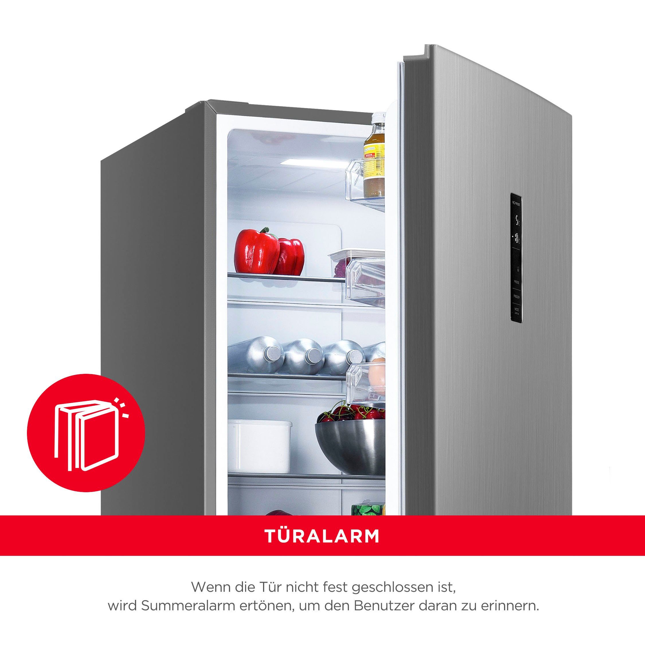 Hanseatic Koel-vriescombinatie HKGK19560CNFDI Snelle vriesfunctie, Eco-modus, NoFrost, Display, Deuralarm
