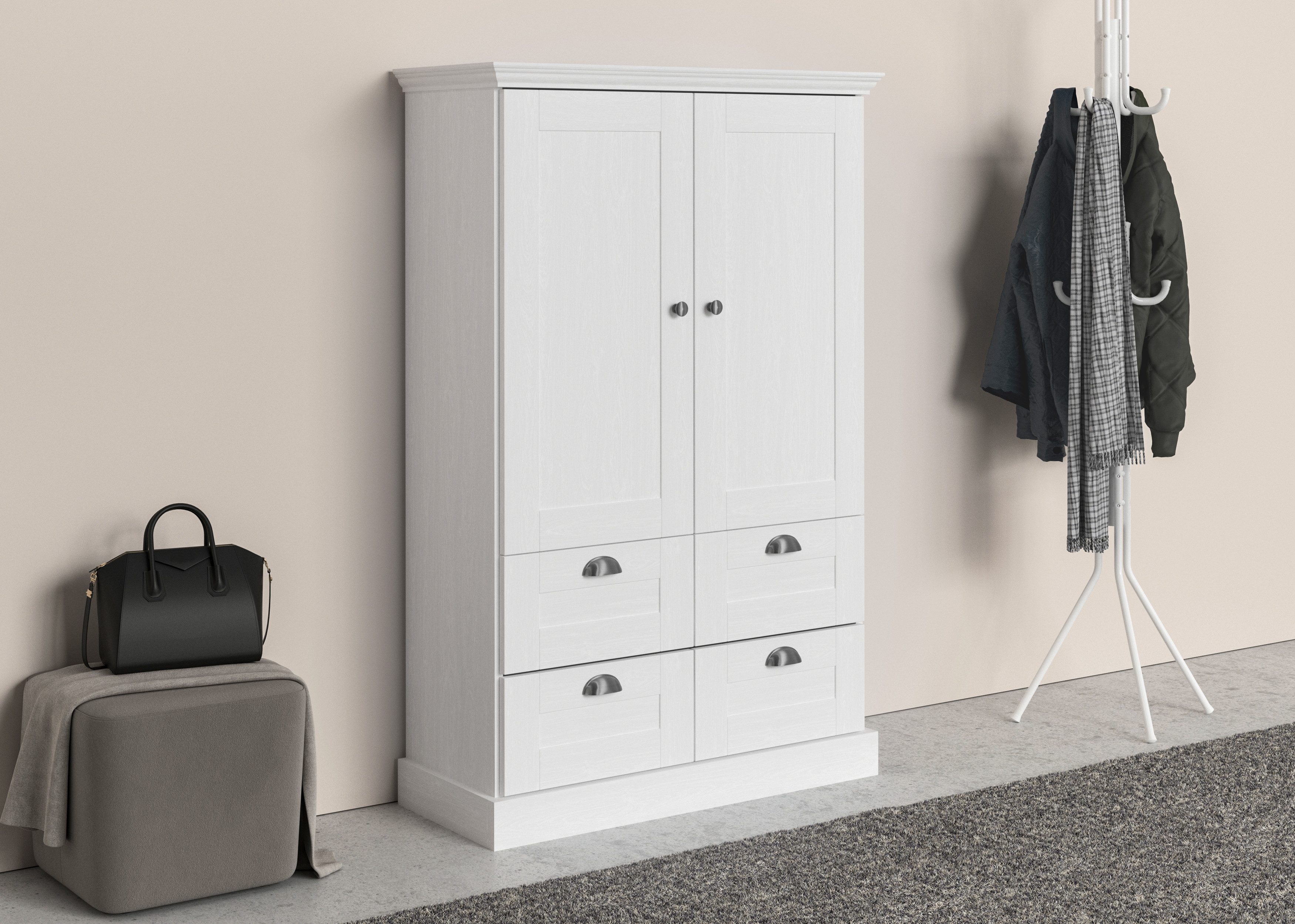 Home affaire Waskast Motala met 2 grote lades, breedte 83 cm, hoogte 130 cm garderobekasten wit