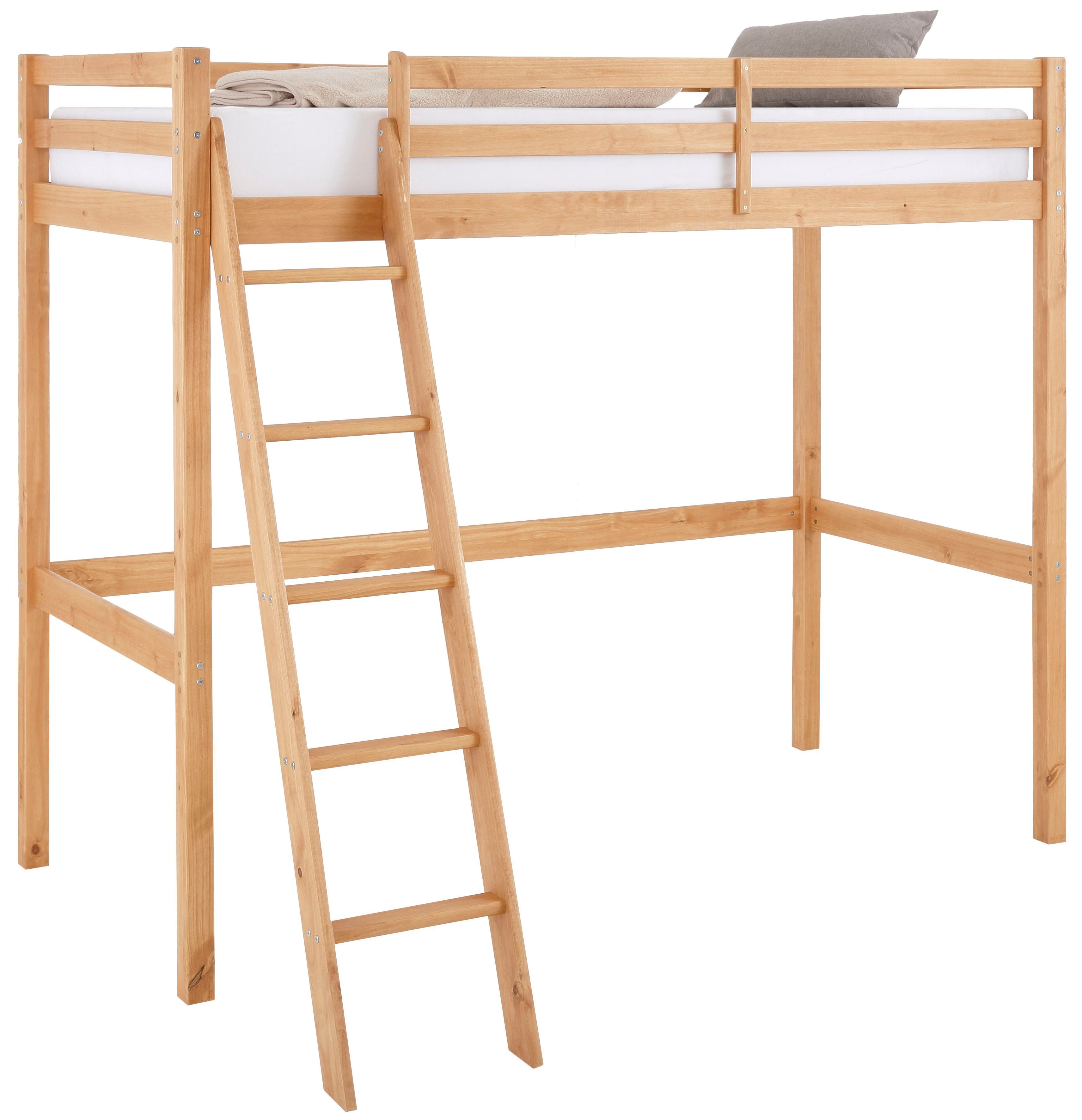 Lüttenhütt Kinderledikant Alpi Grenenhout, inclusief ladder en lattenbodem, ligoppervlak 90x200 cm