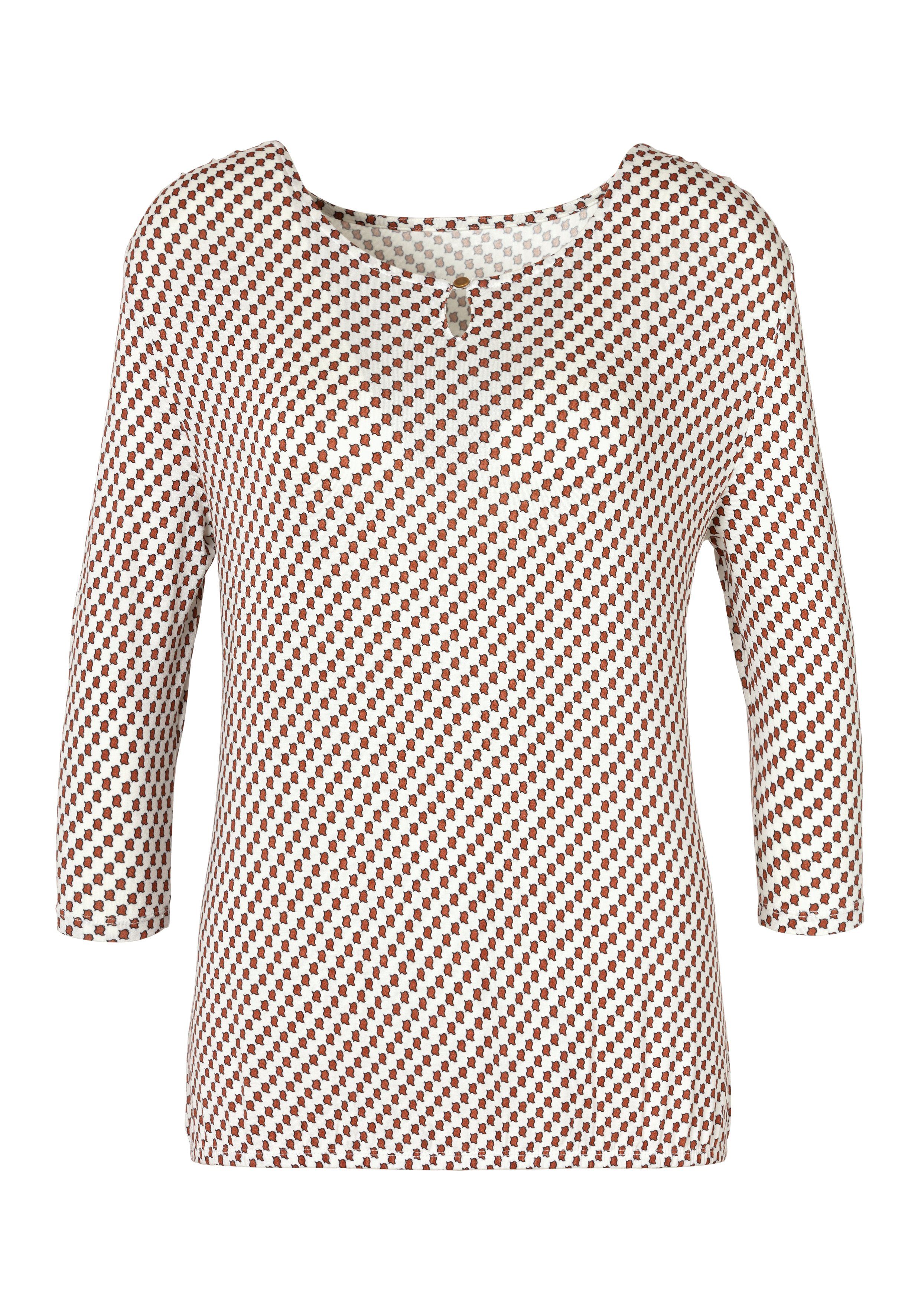 Vivance Shirt met ronde hals Met goudkleurige sierknop bij de hals (Set van 2)