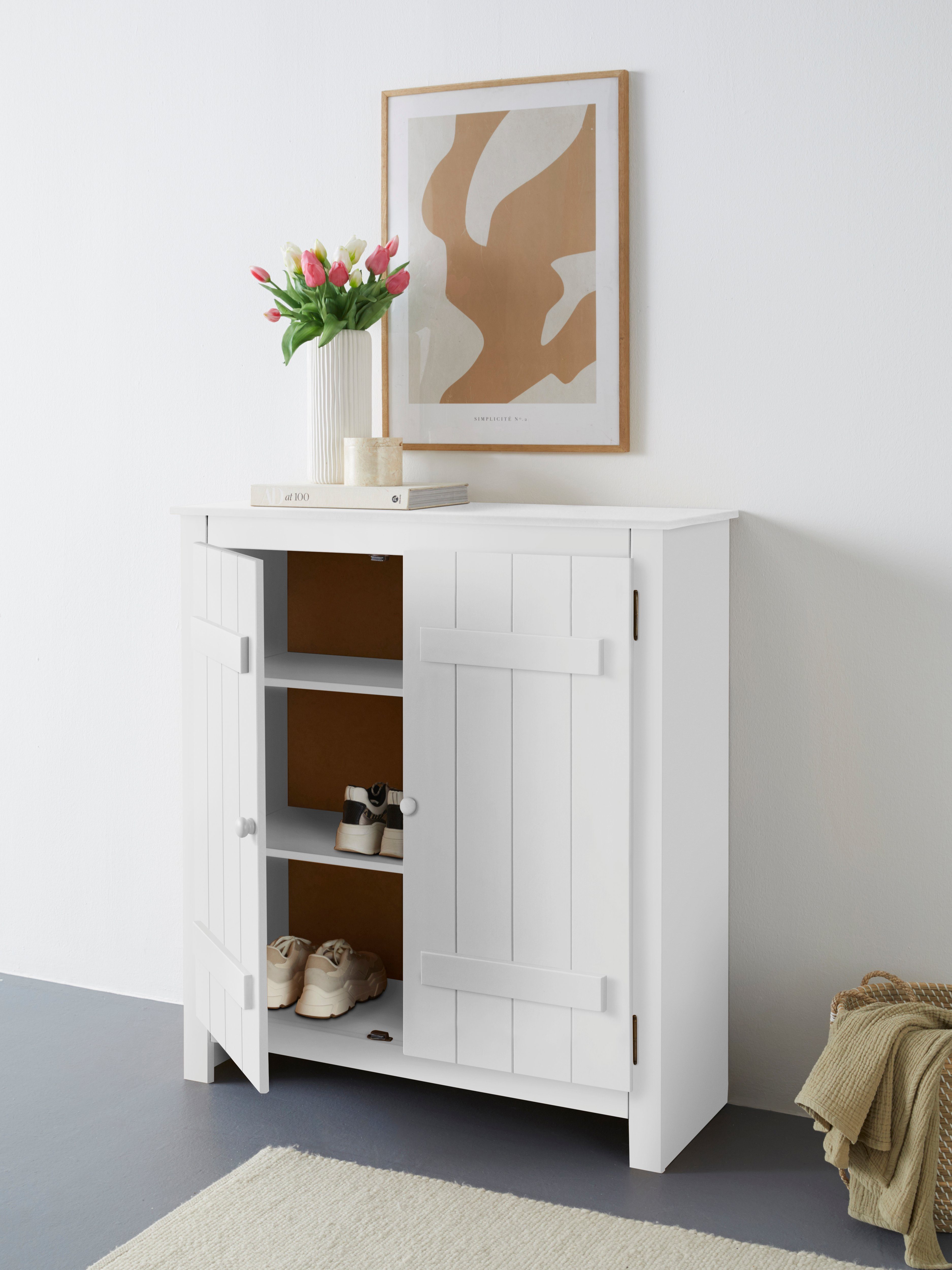Home affaire Schoenenkast Bertram Massief hout, 2 verstelbare planken, magneetsluiting, hoogte 110 cm