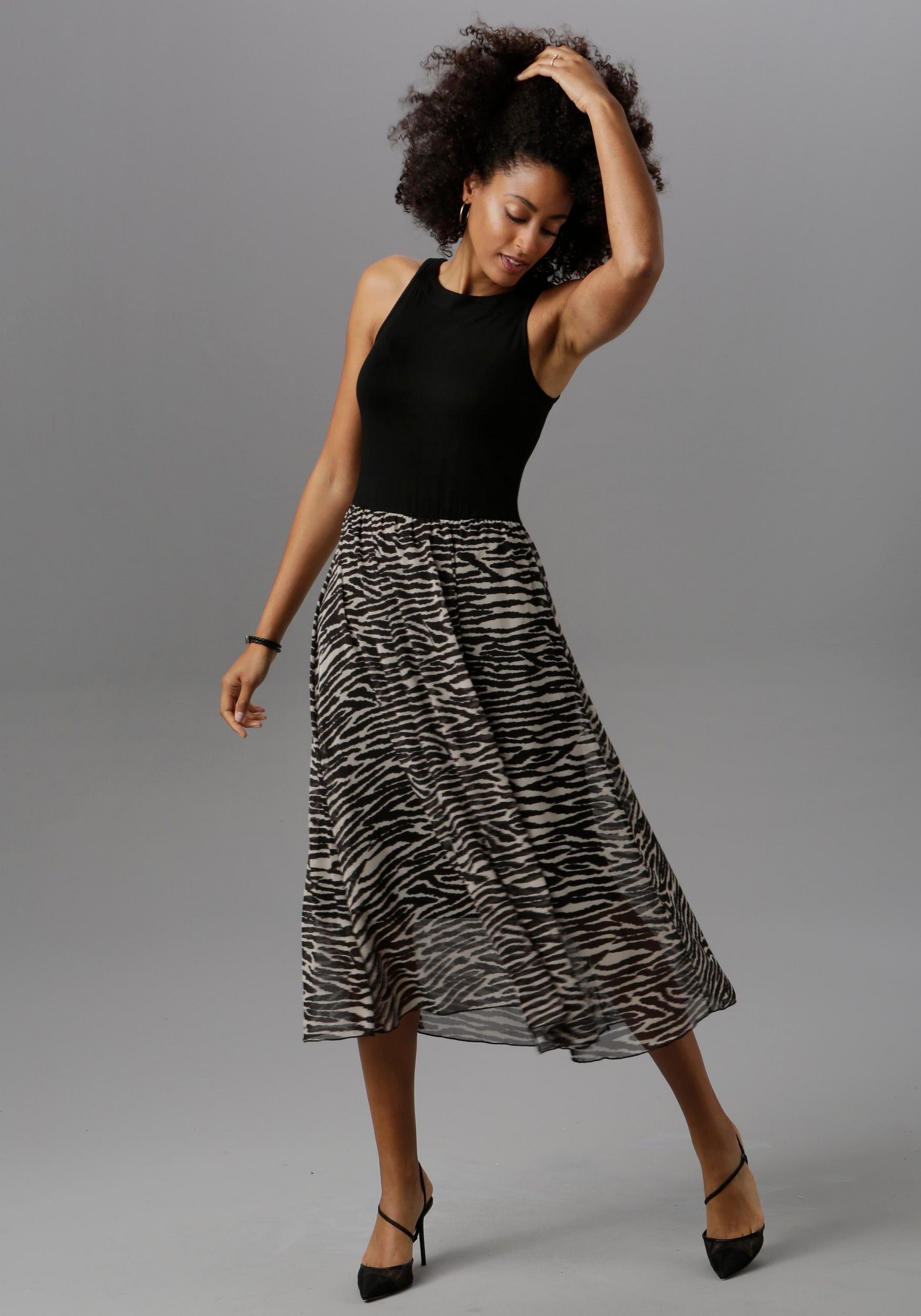 Aniston SELECTED Party-jurk met animal-print dames feestjurken maat 48 zwart