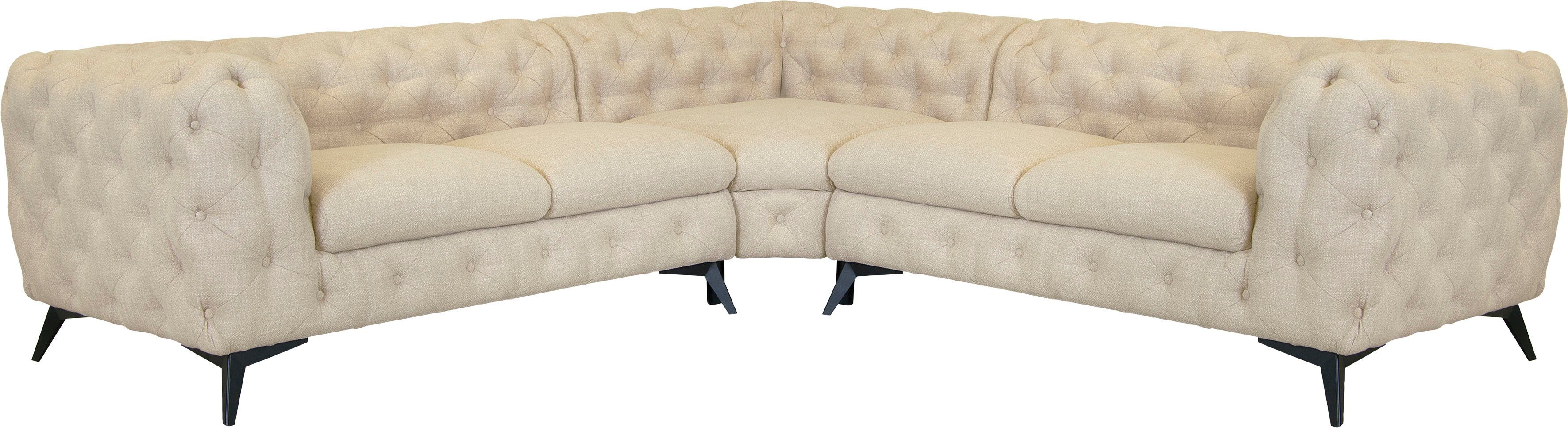 leonique chesterfield-bank glynis luxueuze capitonnage, moderne chesterfield look, kleur van de poten ter keuze beige