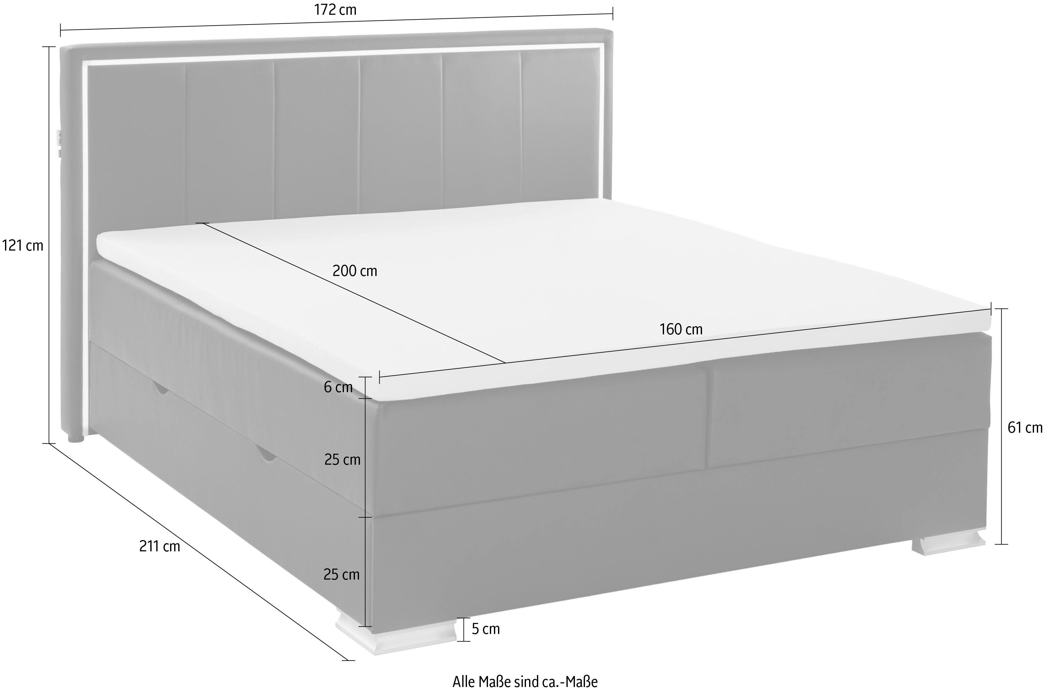 meise.möbel Boxspring Colorado II inclusief led-verlichting & topper
