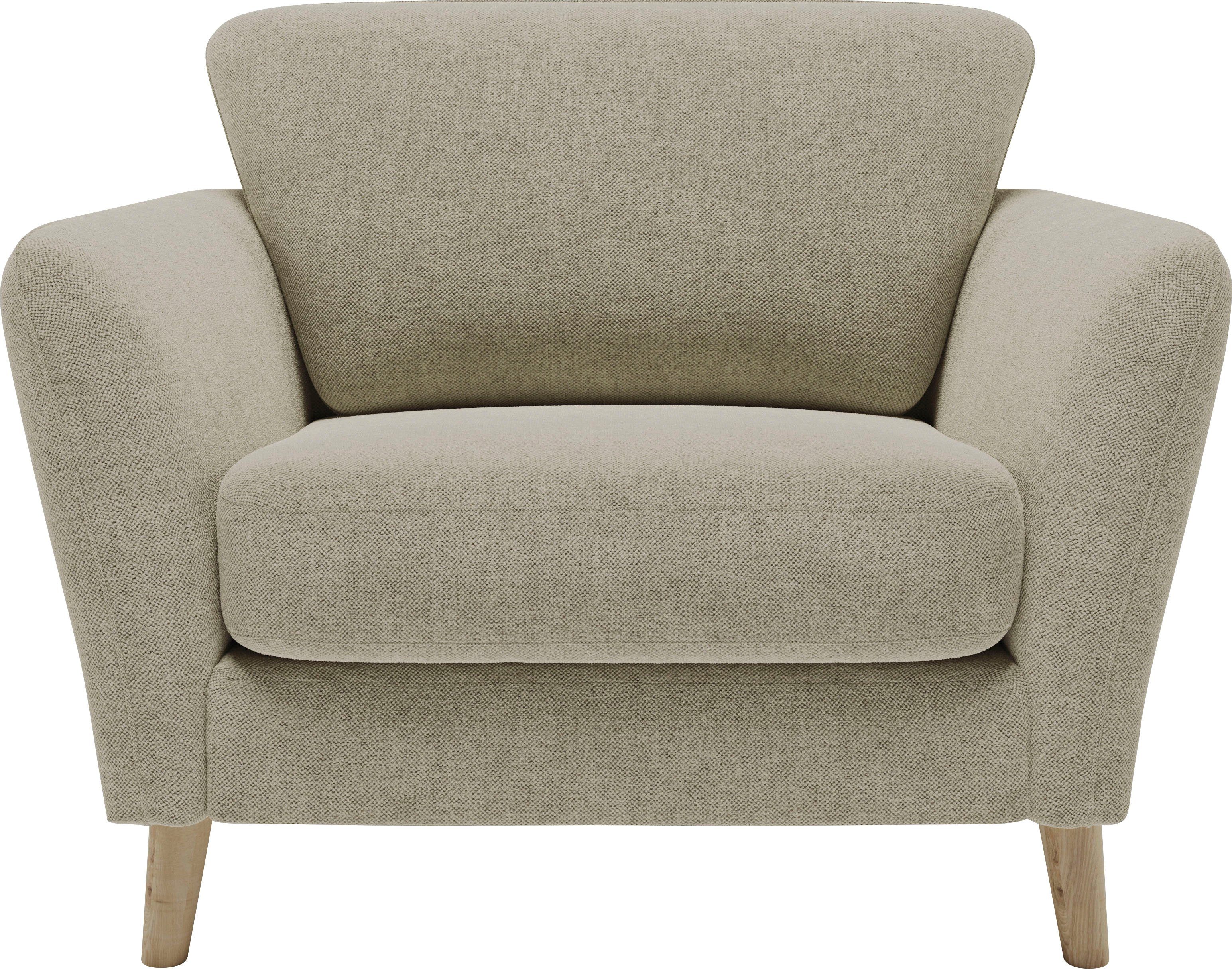 Home affaire Fauteuil Marseille Massief houten poten eiken, landhuisstijl, golfvering