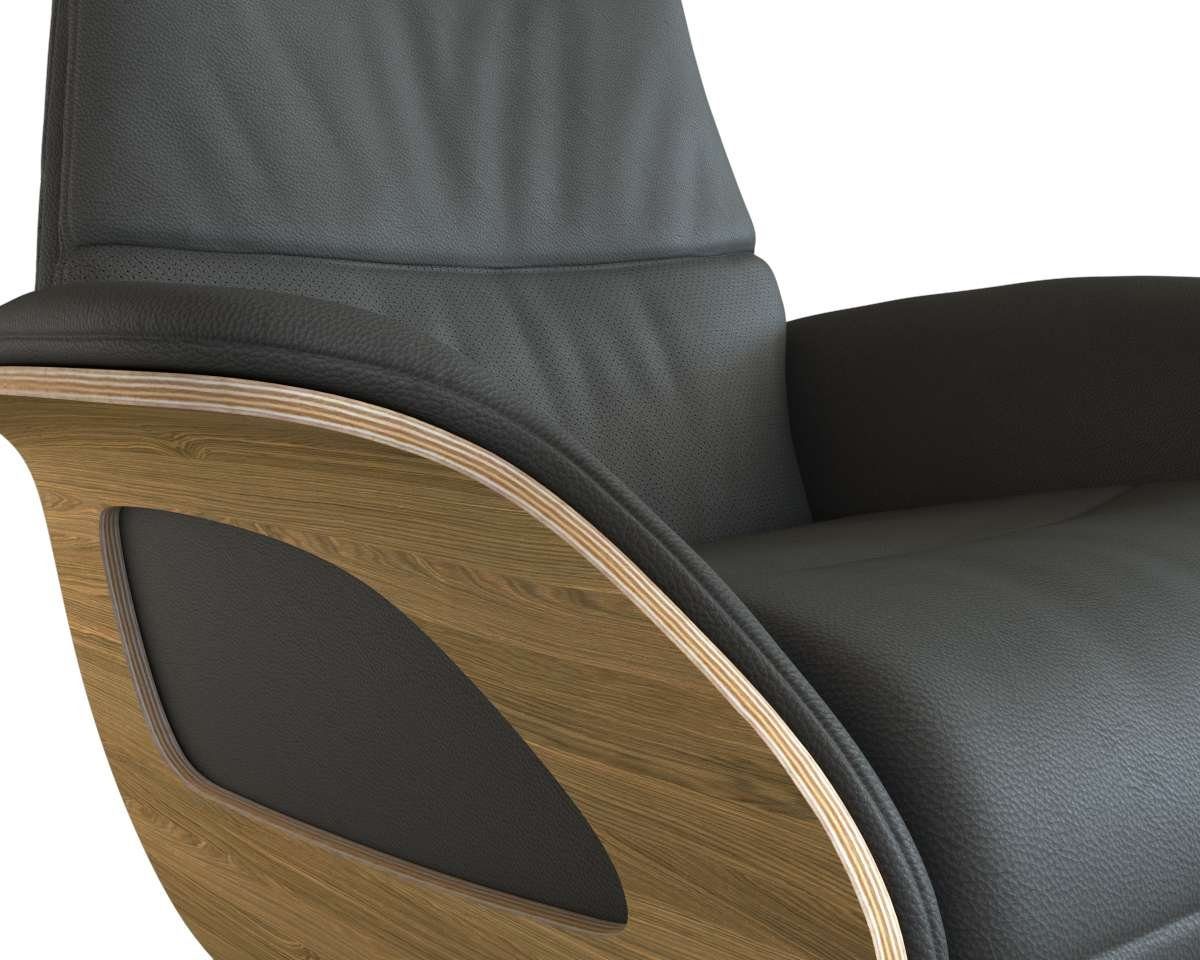 FLEXLUX Relaxfauteuil Clement praktische elektrische fauteuil Maat M, elektrische rug- en voetensteun, accu, armleuning Eiken, aluminium voet