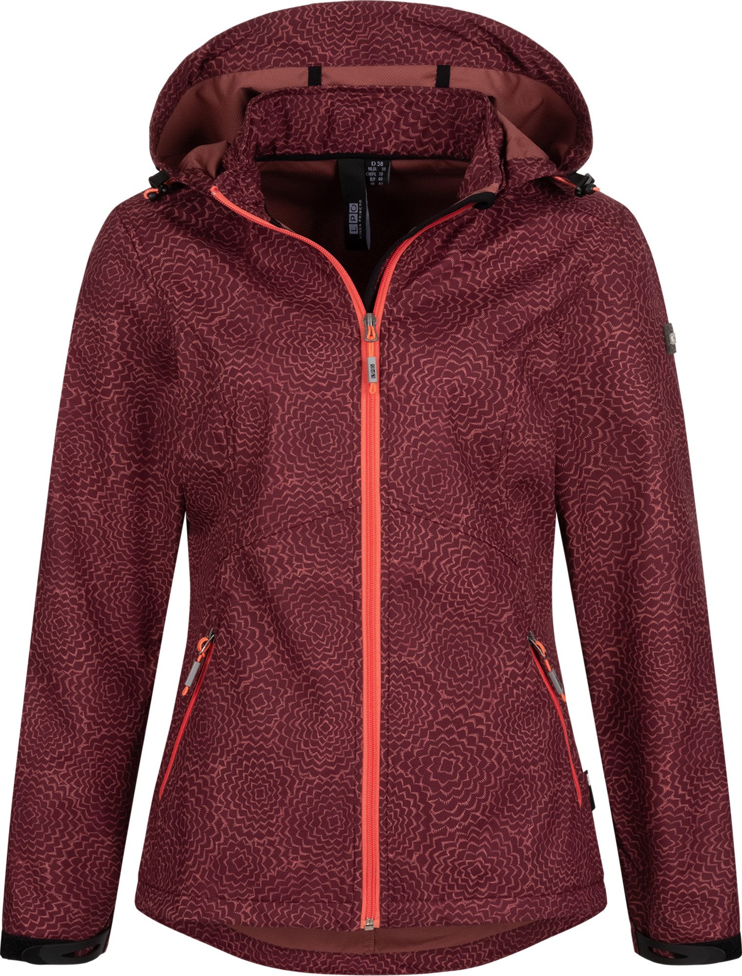 LPO Softshell-jack SHELBY PEAK II licht softshell-jack met all-over-print en afneembare capuchon