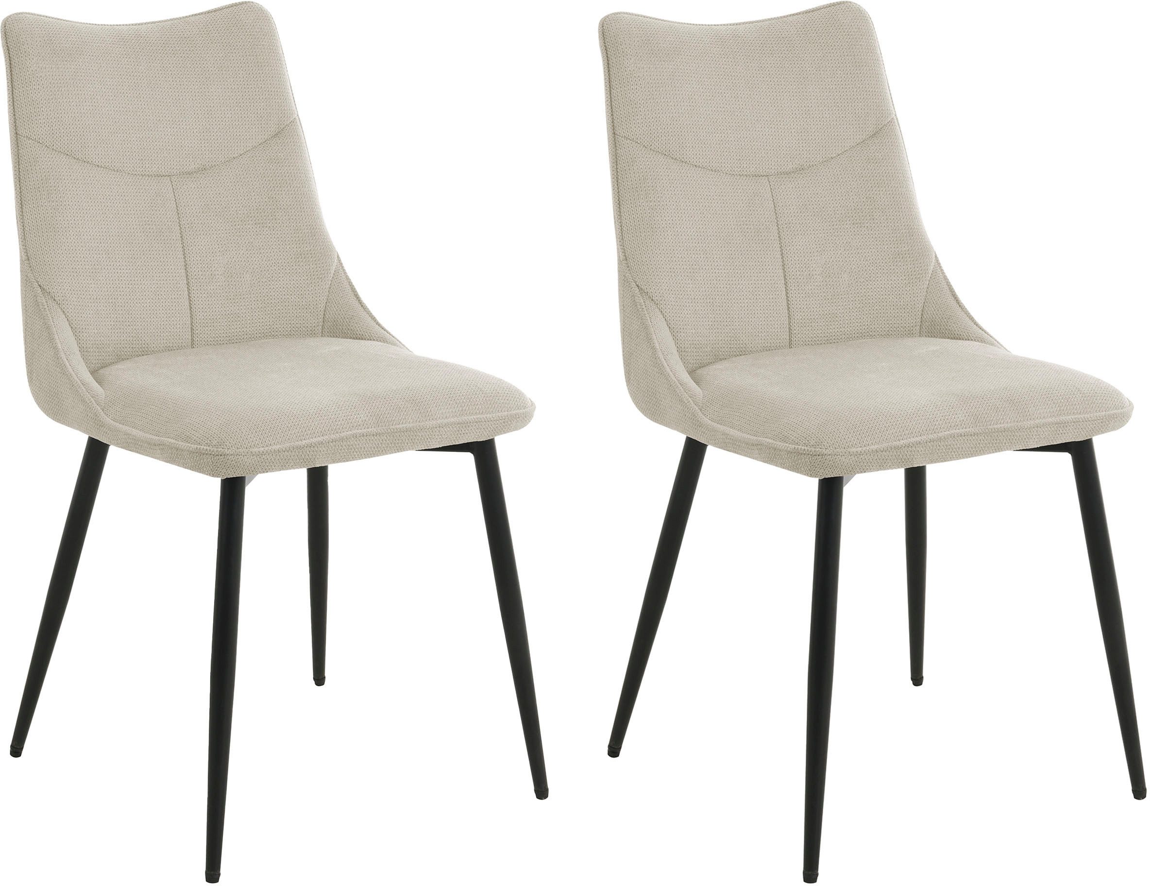 byLIVING Eetkamerstoel Carlo (2-stuks set) Frame van metaal zwart, keukenstoel, geweven stofbekleding, diverse kleuren (set)