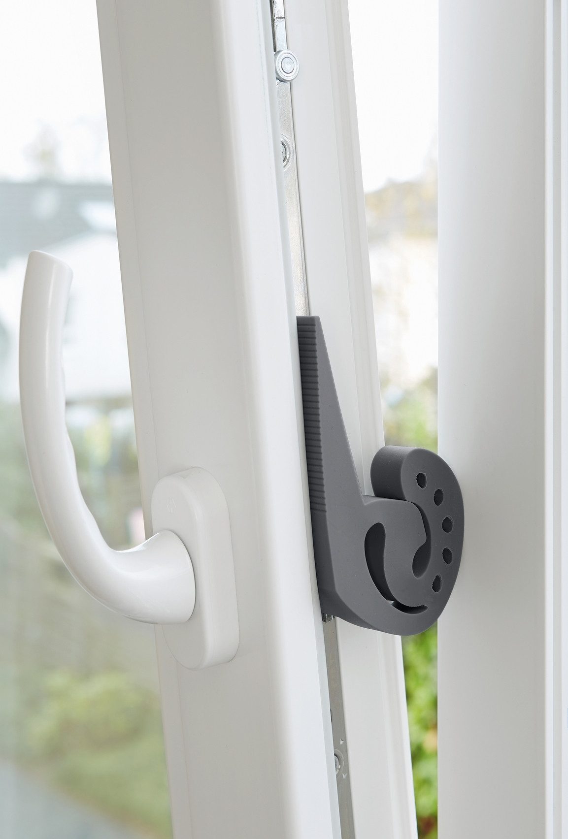 WENKO Raamstopper Model Multi-STOP® antraciet Klembeveiliging, deurstopper van kunststof (set, 4 stuks)