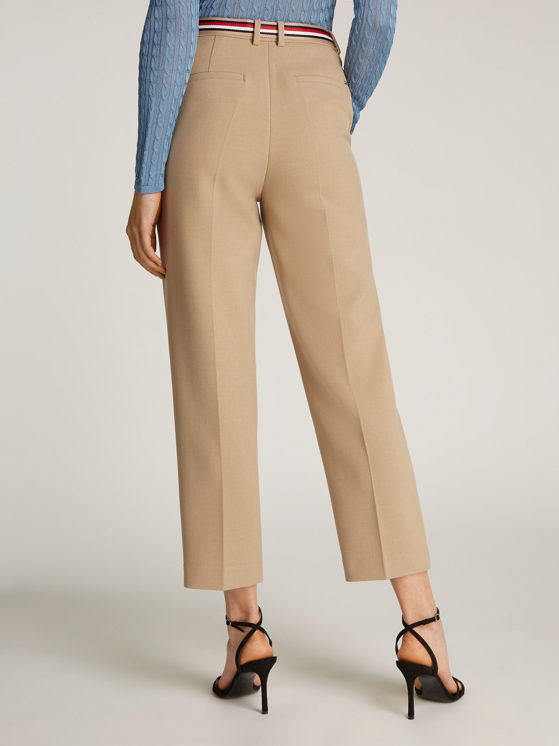 Tommy Hilfiger Geweven broek PUNTO SLIM STRAIGHT PANT met strijkvouwen metalen label